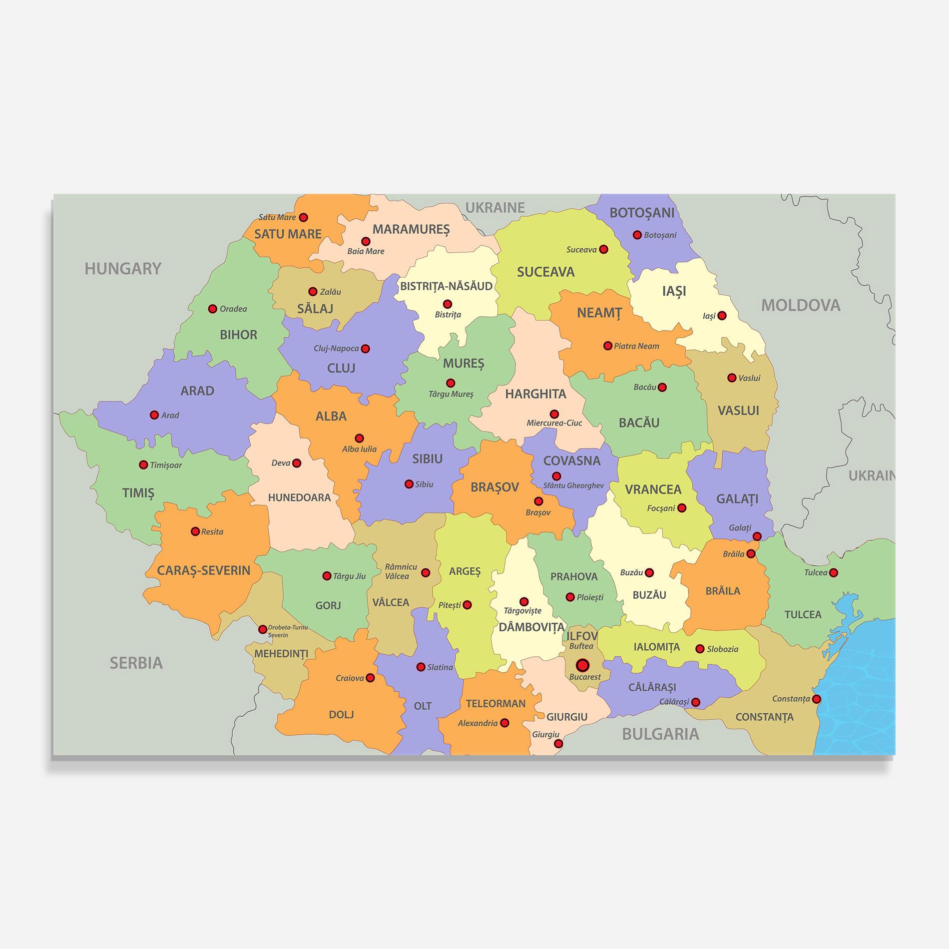 Üvegkép Romania Map mockup 0