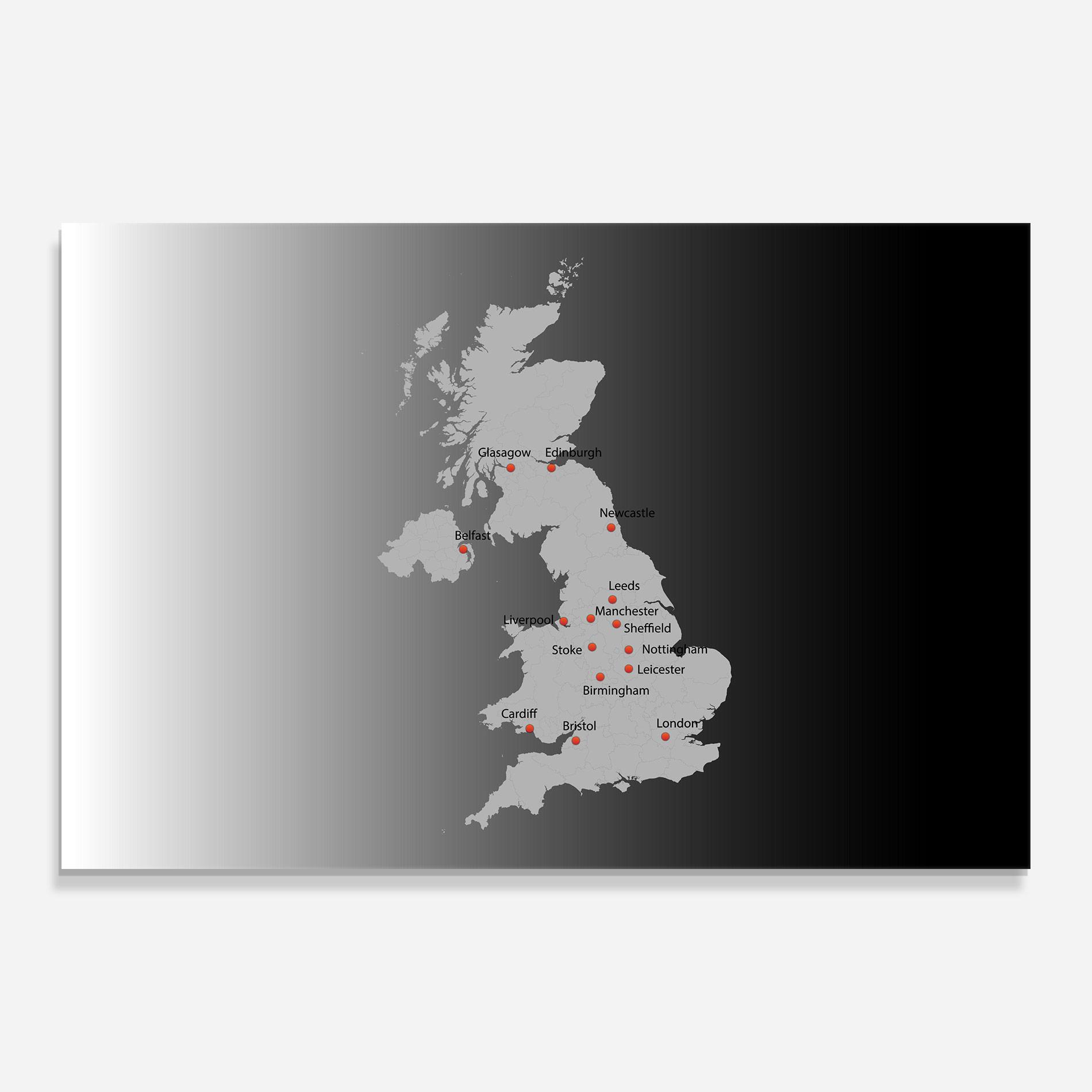 Üvegkép Uk Map mockup 0