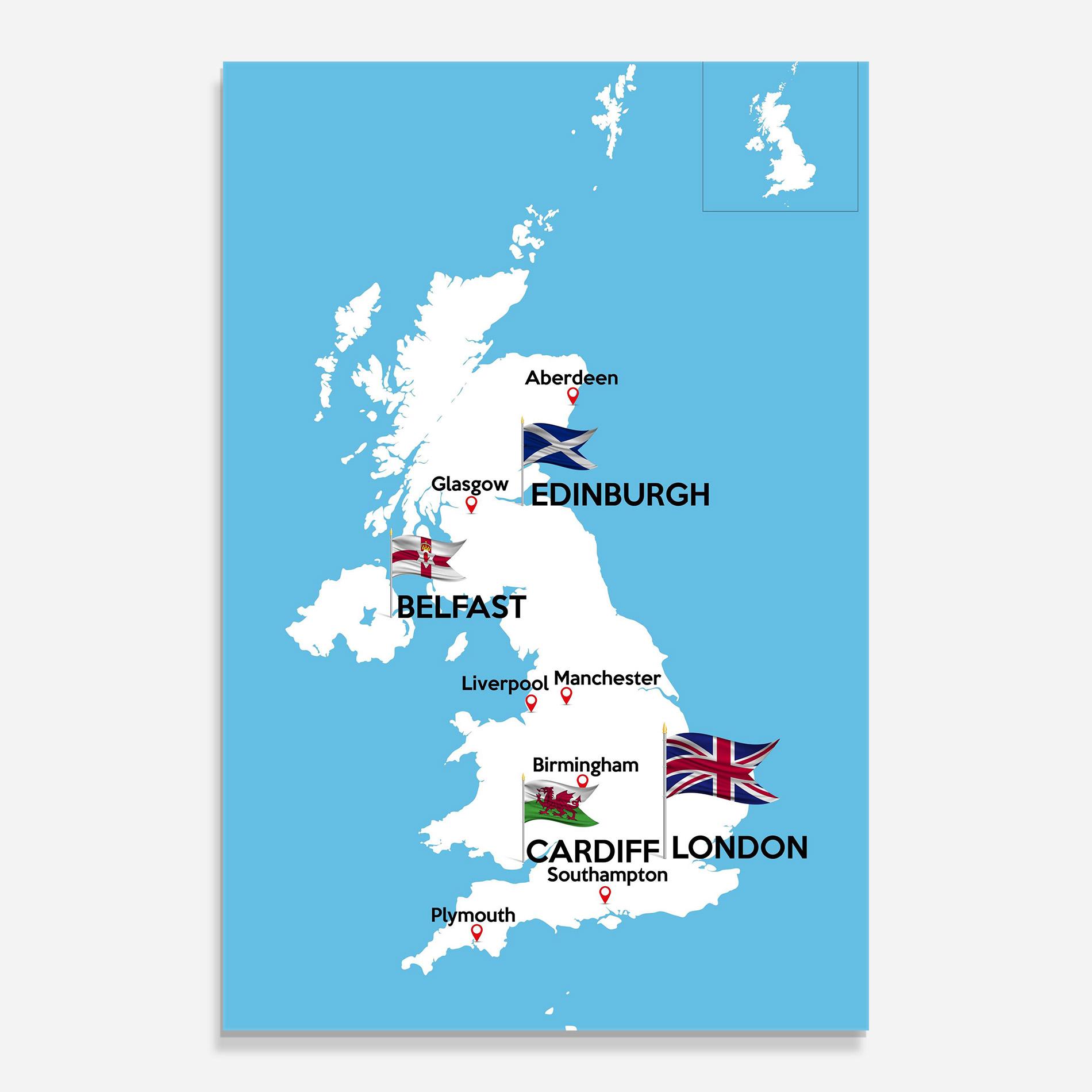 Üvegkép England Map mockup 0