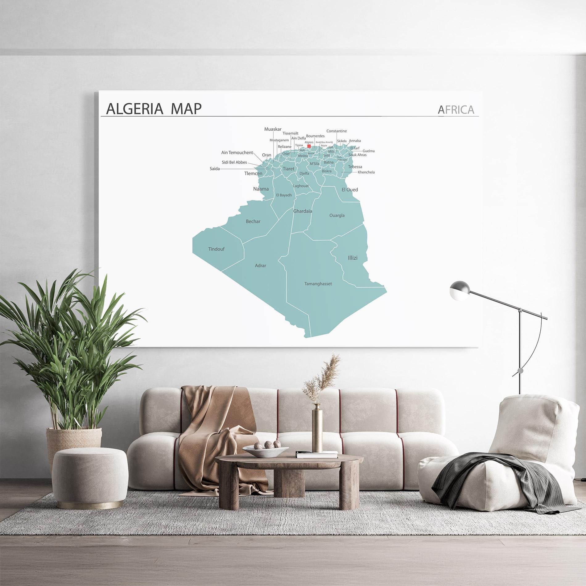 Üvegkép Algeria Map mockup 9