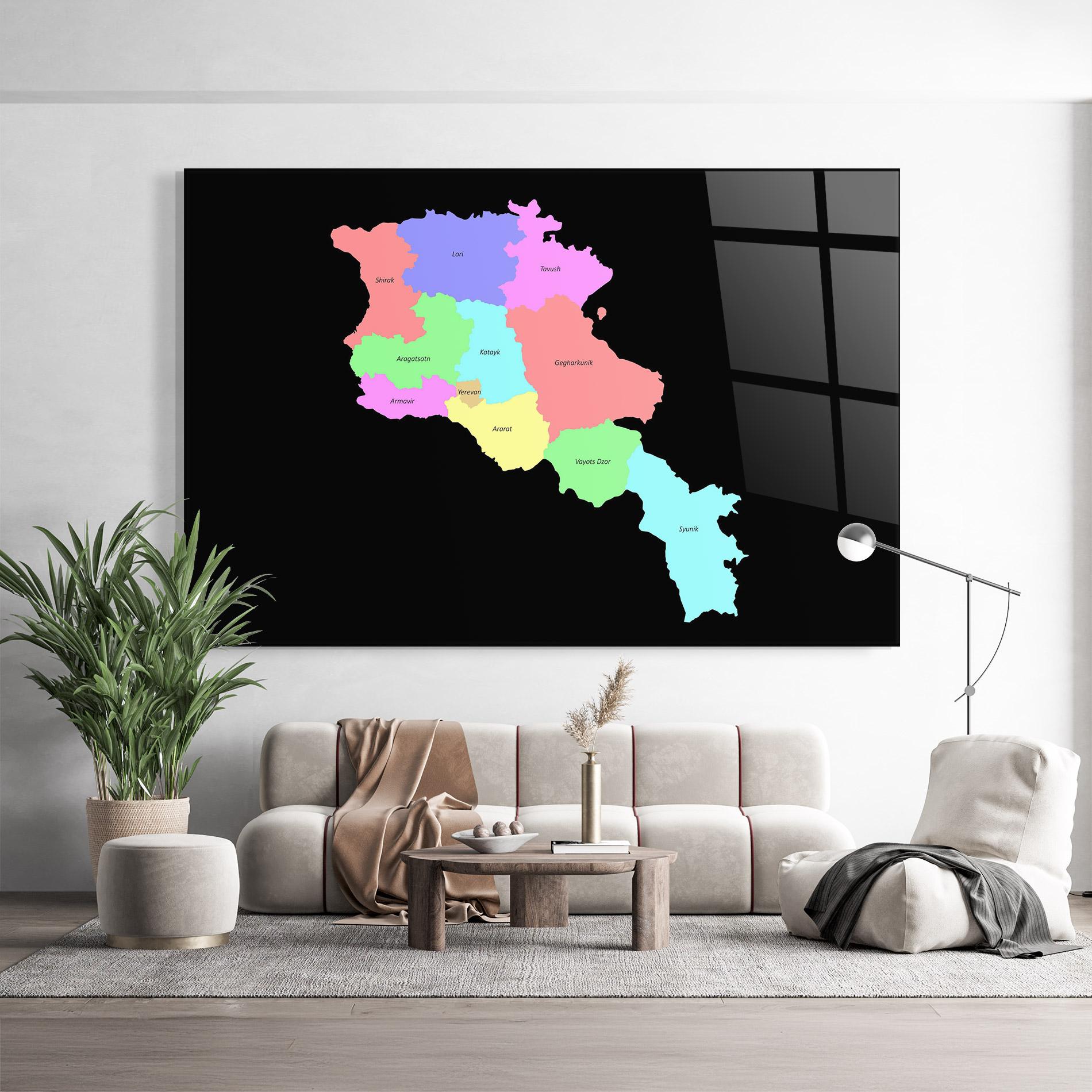 Üvegkép Armenia Map mockup 9