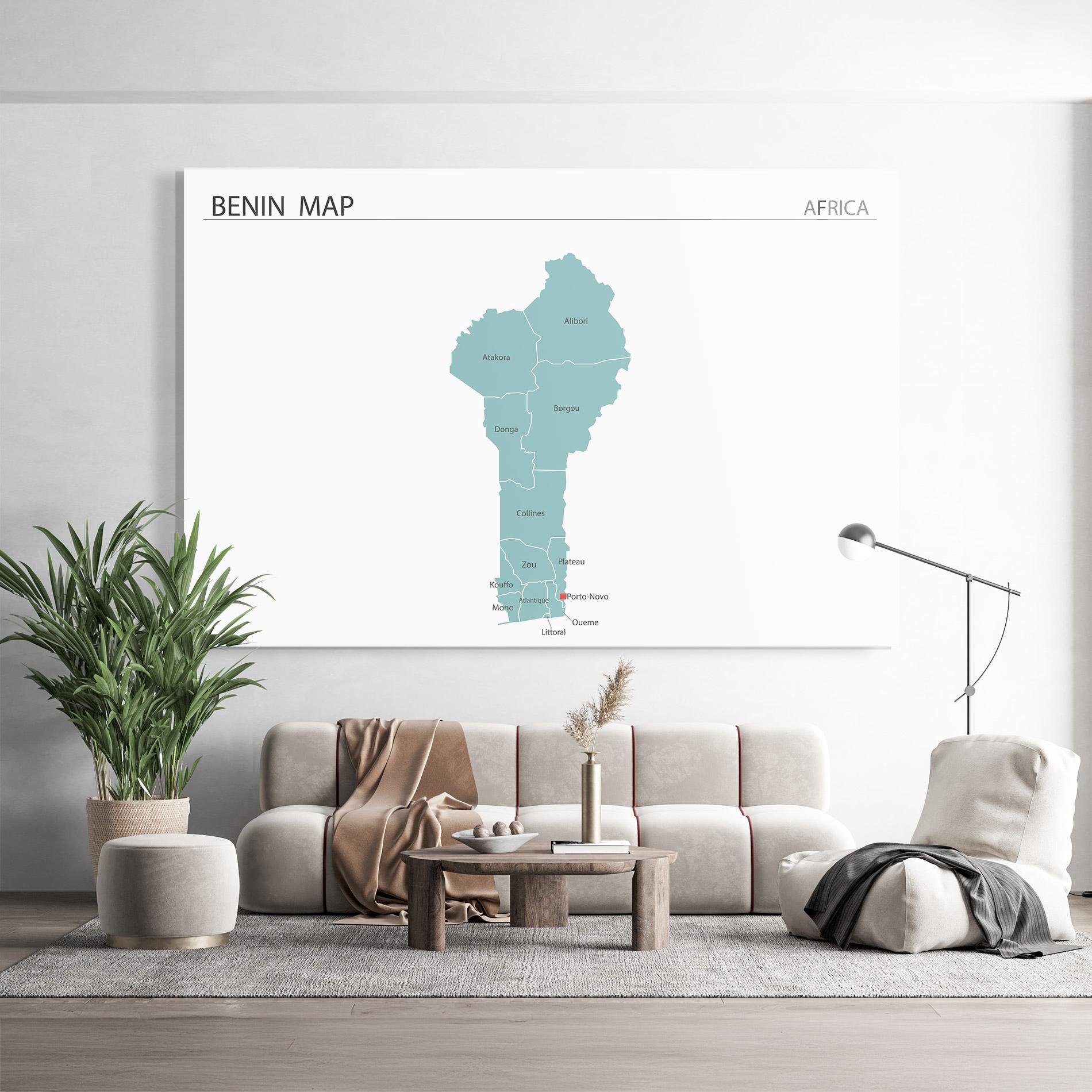 Üvegkép Benin Map mockup 9