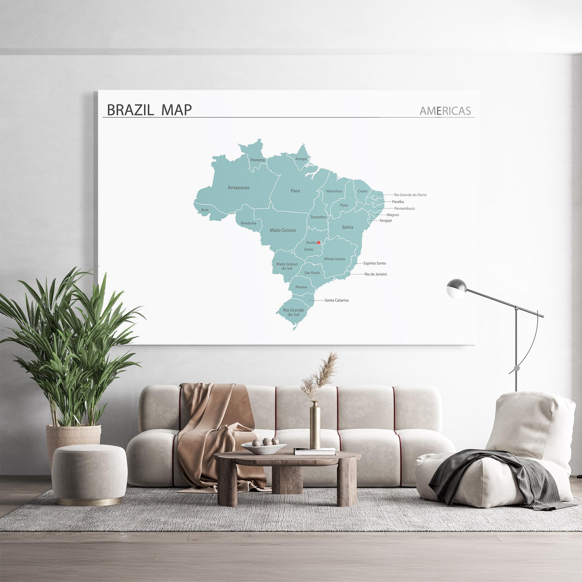Üvegkép Brazil Map mockup 9