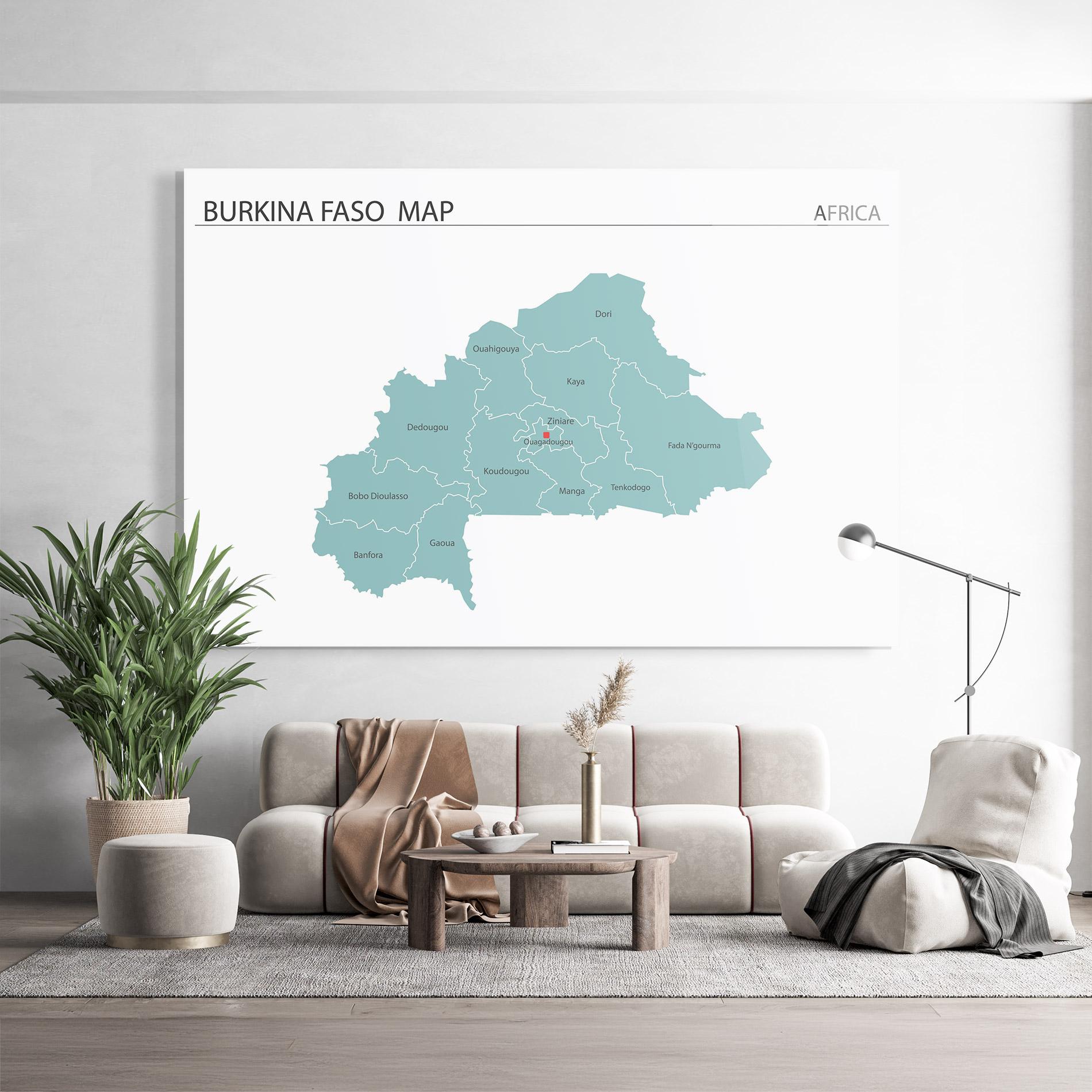 Üvegkép Burkina Faso Map mockup 9