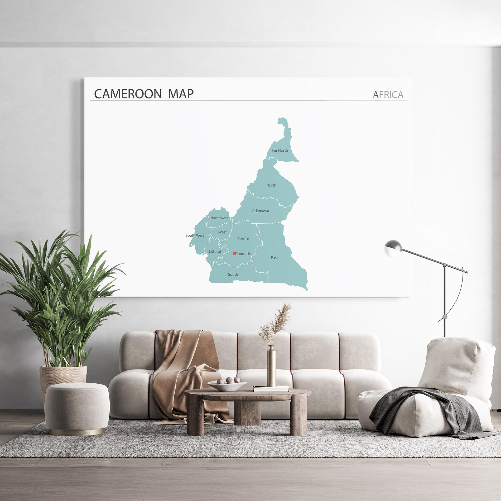 Üvegkép Cameroon Map mockup 9