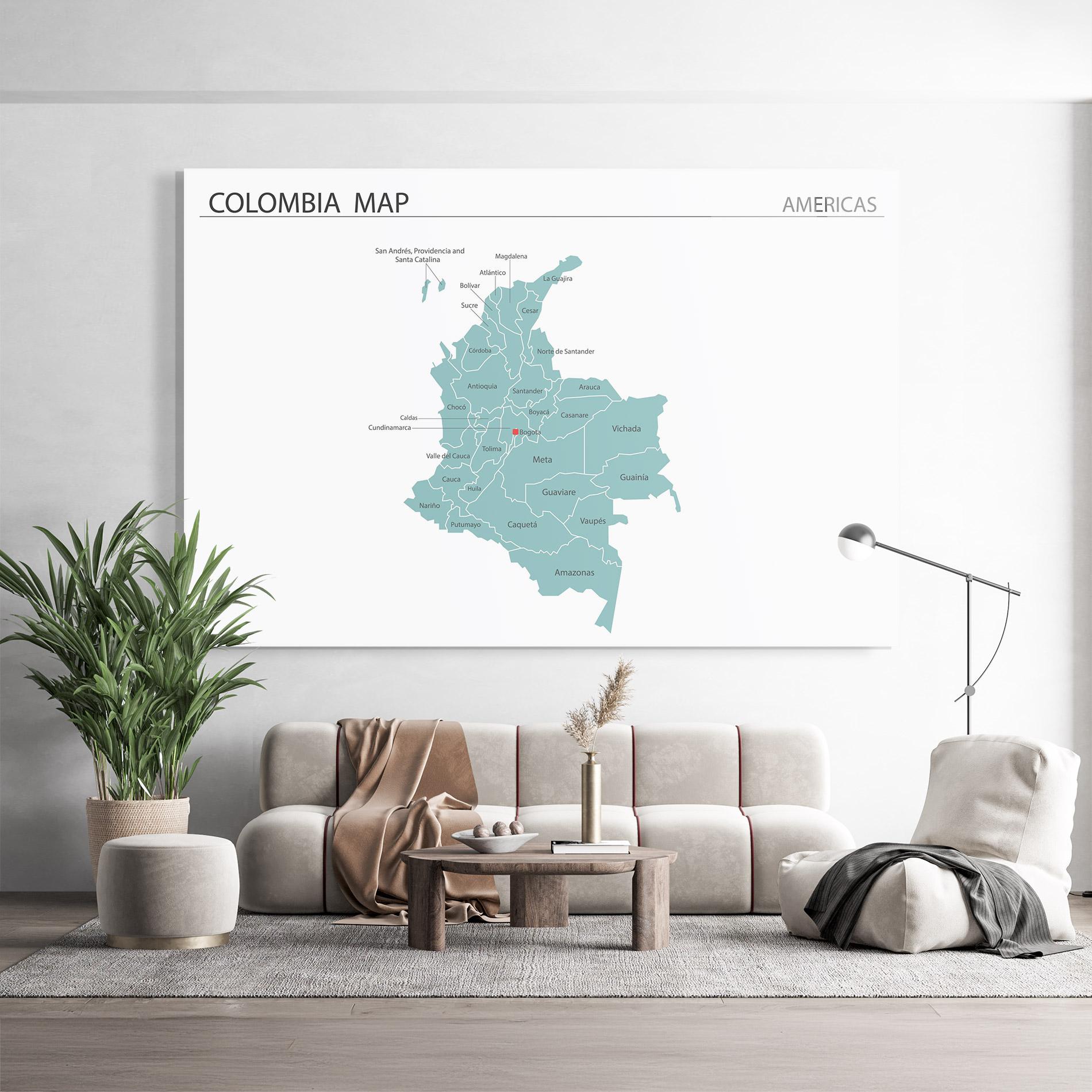 Üvegkép Colombia Map mockup 9