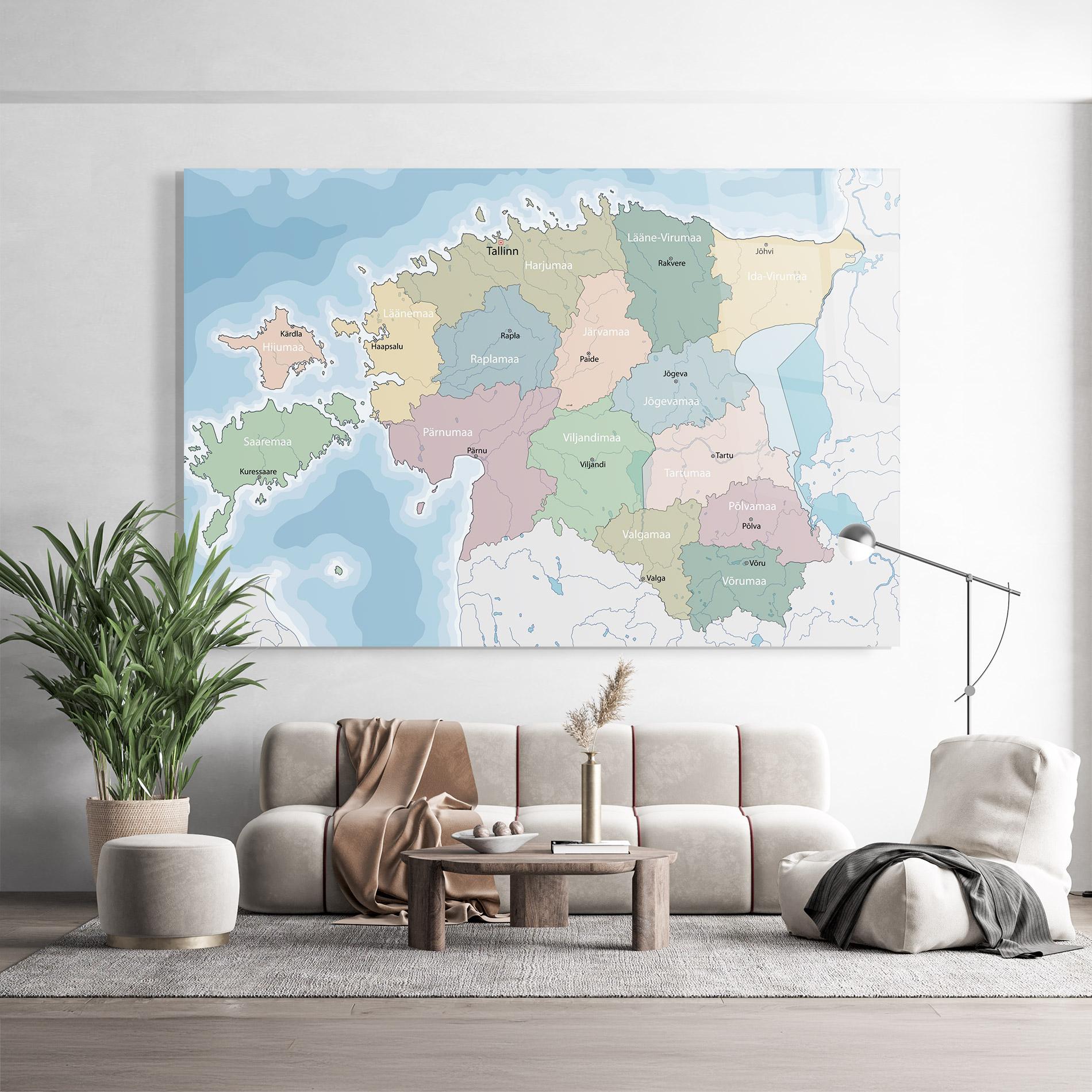Üvegkép Estonia Map mockup 9