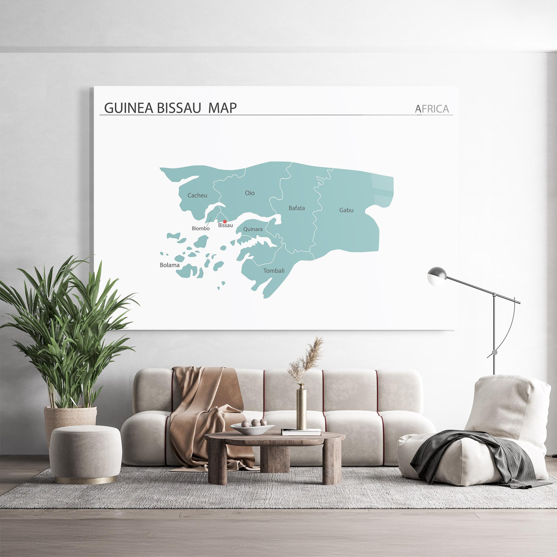 Üvegkép Guinea Bissau Map mockup 9