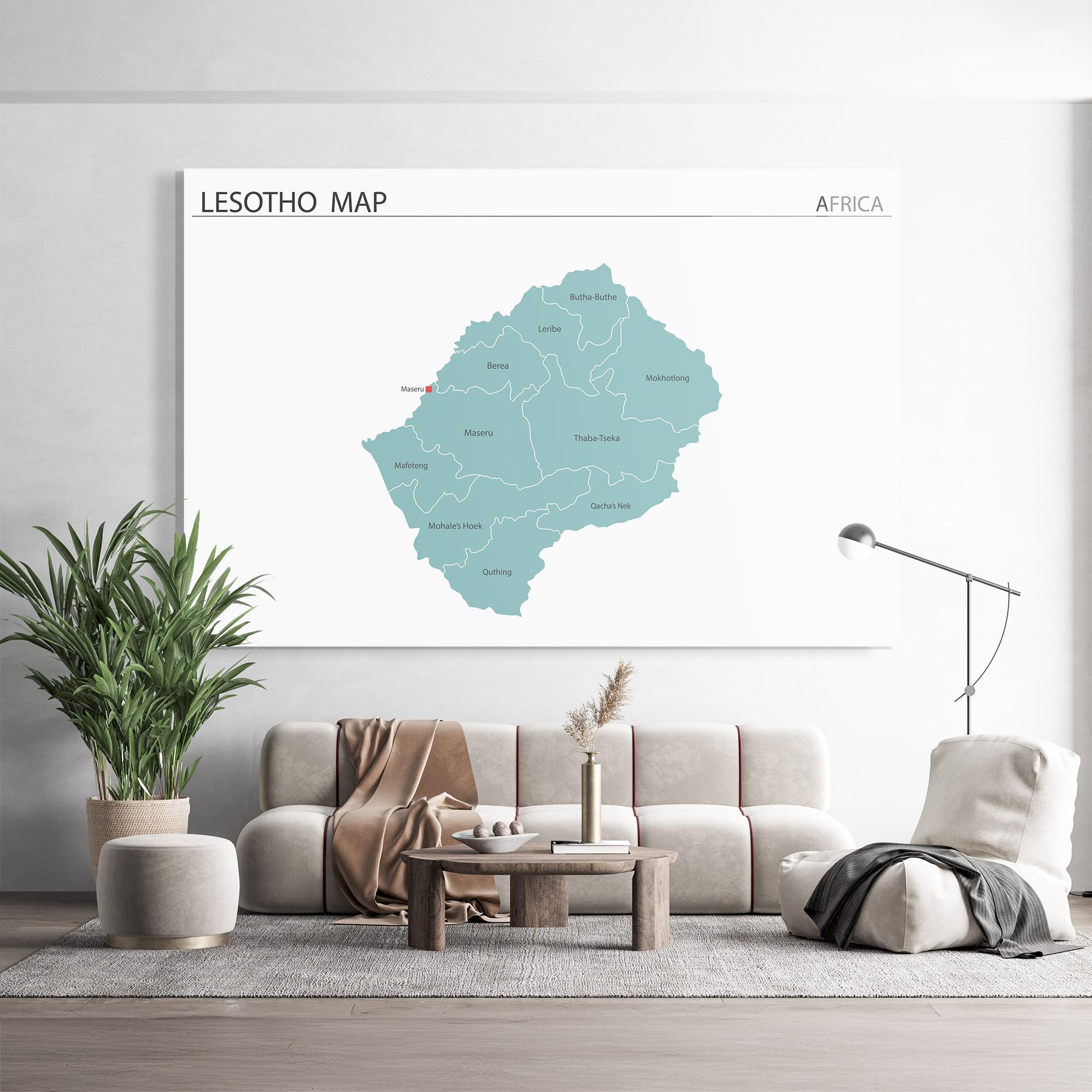 Üvegkép Lesotho Map mockup 9