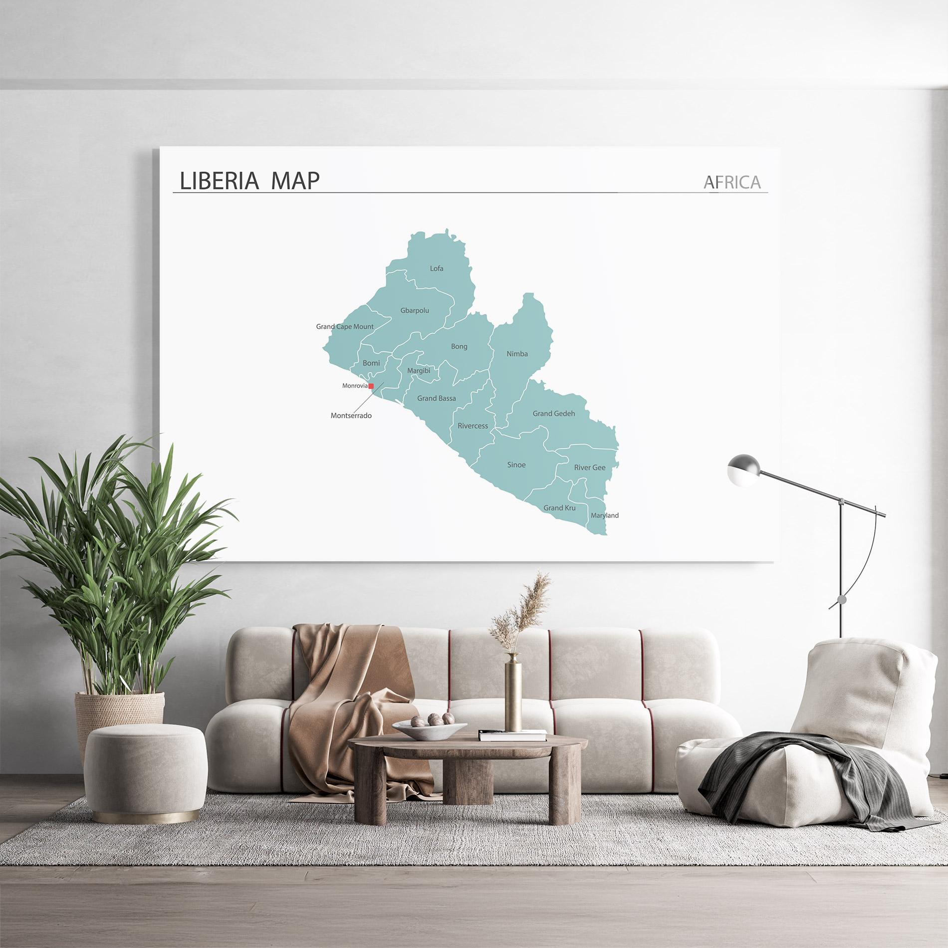 Üvegkép Liberia Map mockup 9