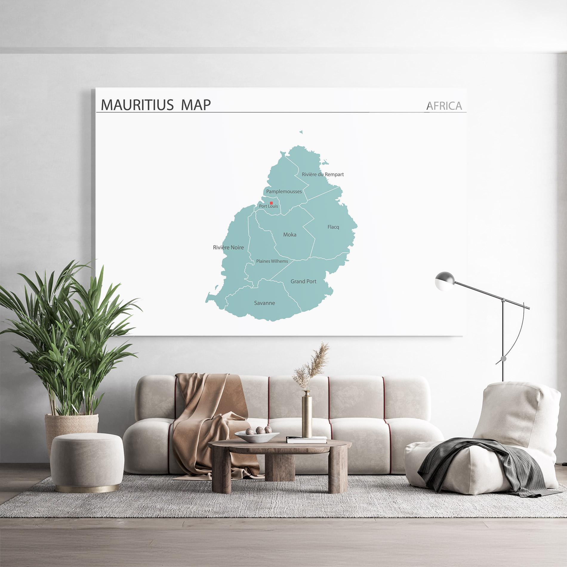 Üvegkép Mauritius Map mockup 9