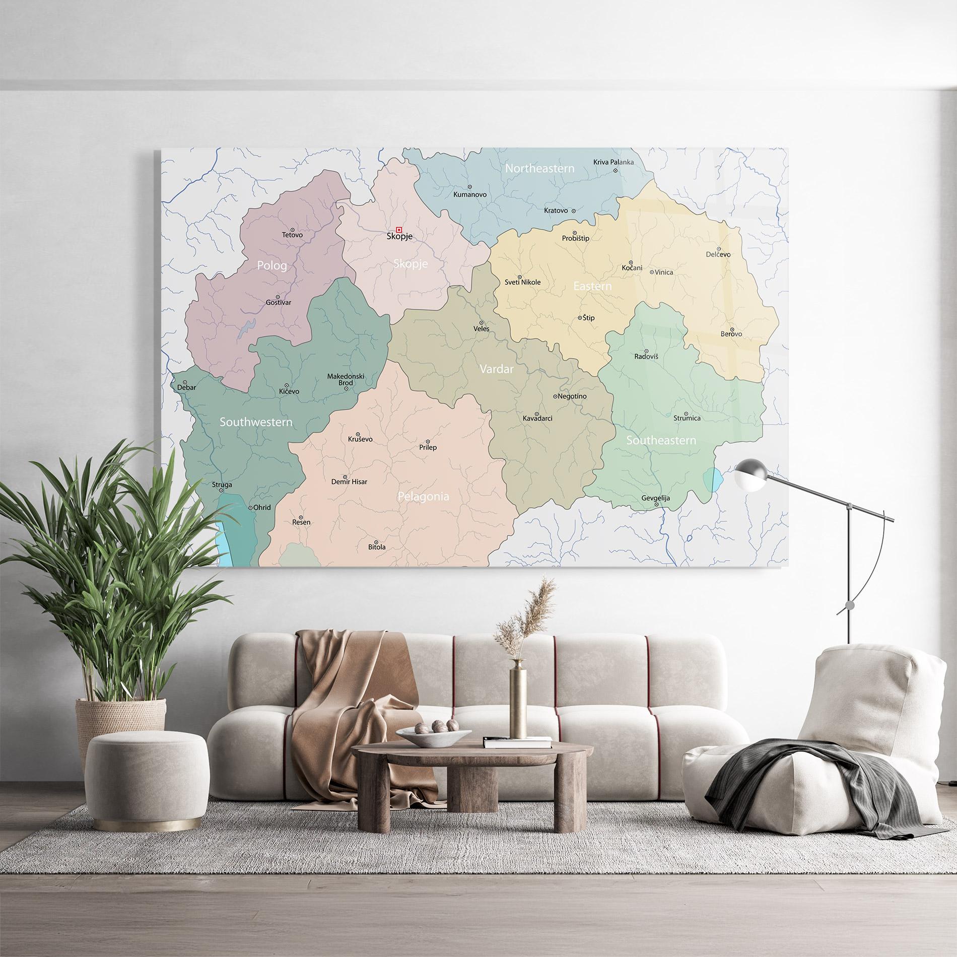 Üvegkép North Macedonia Map mockup 9