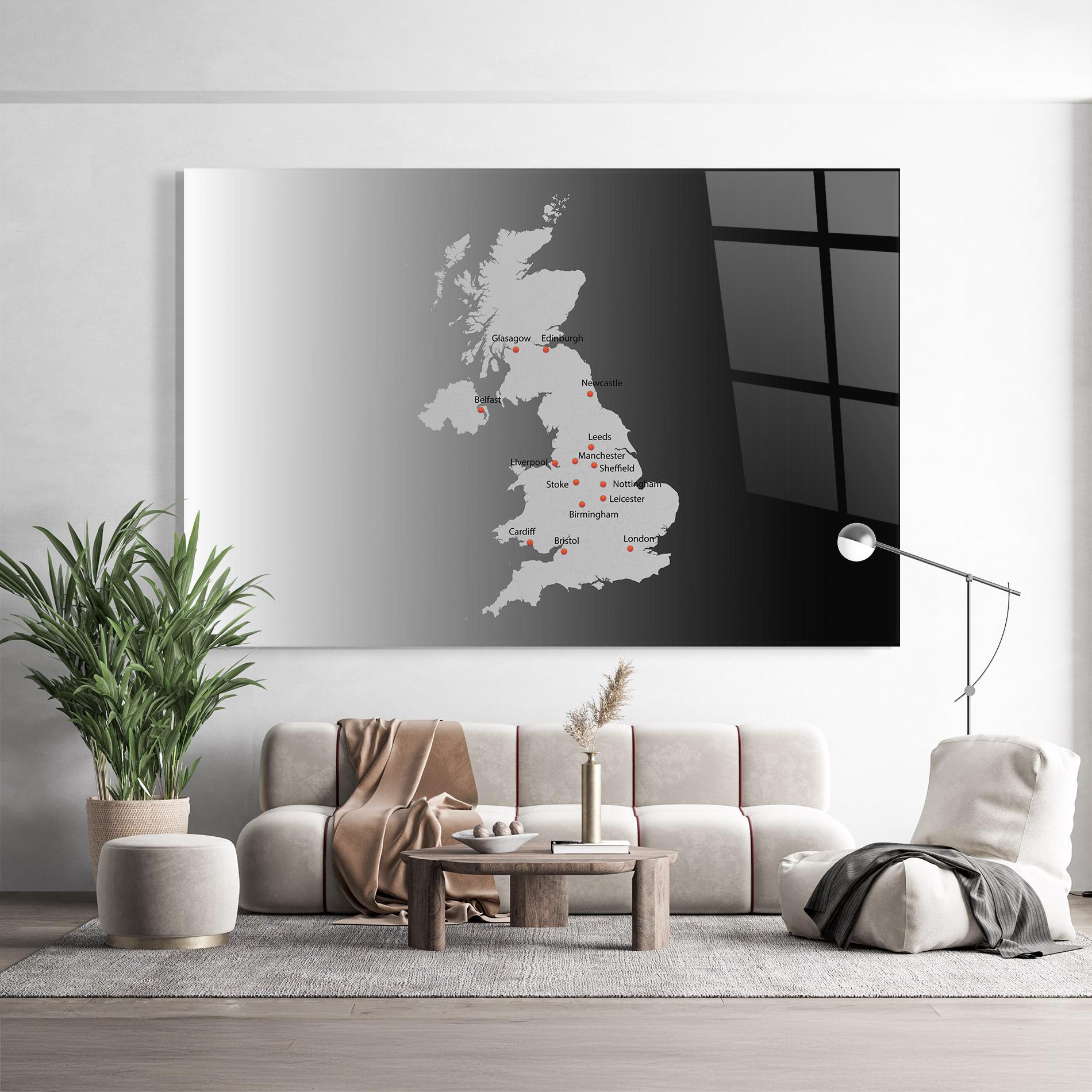 Üvegkép Uk Map mockup 9