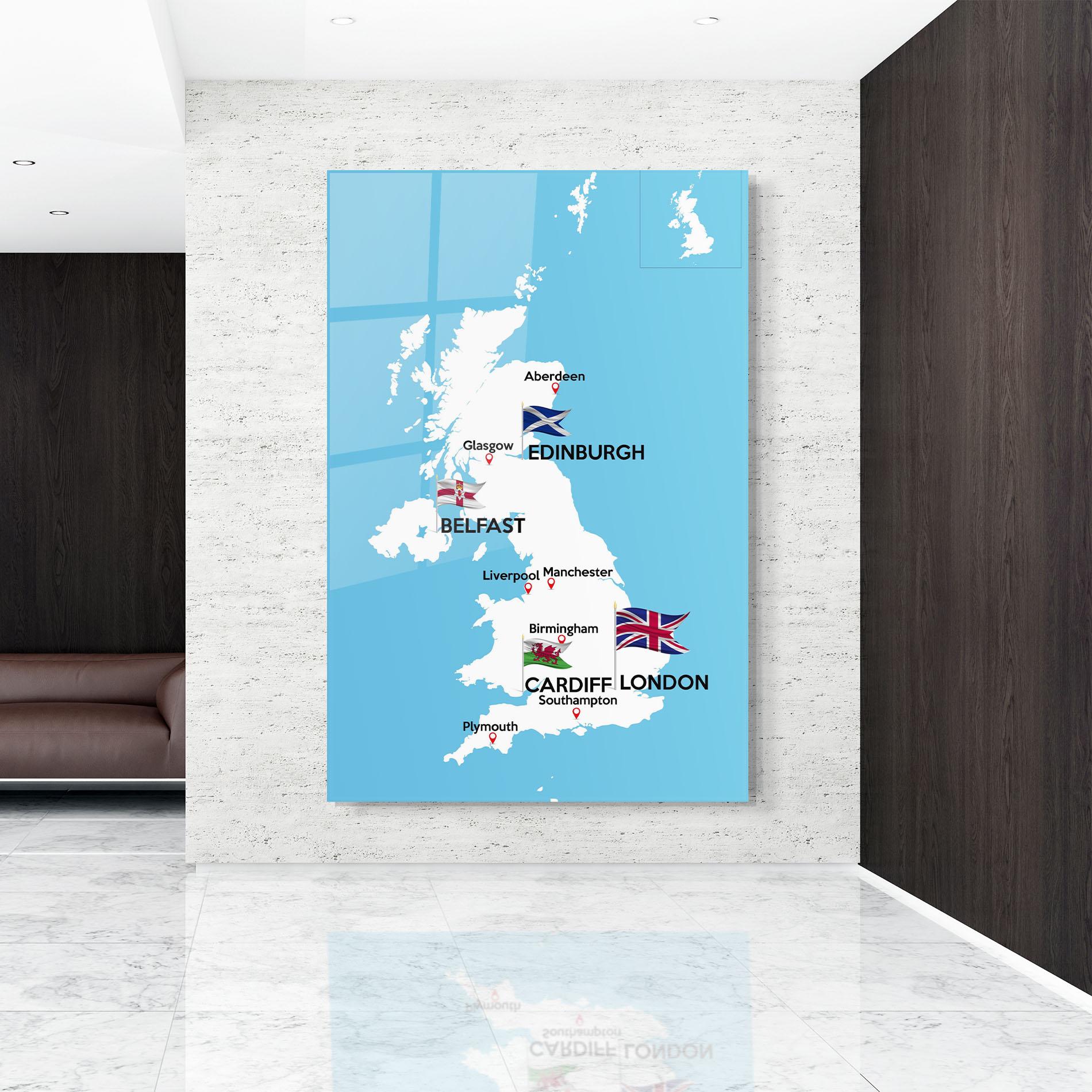 Üvegkép England Map mockup 9