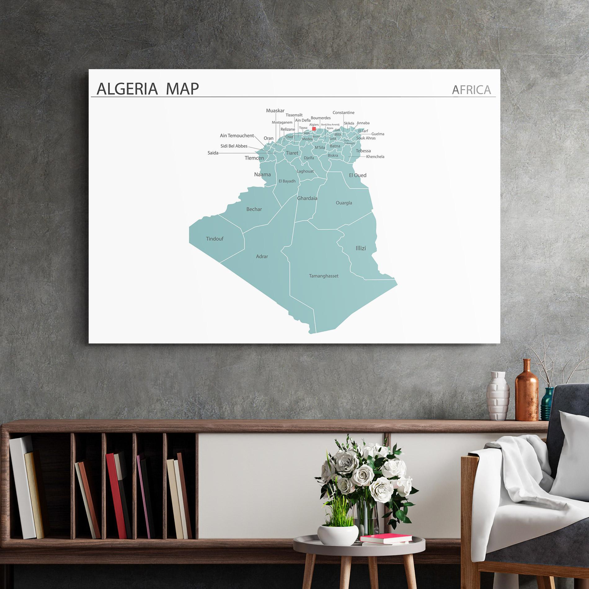 Üvegkép Algeria Map mockup 2