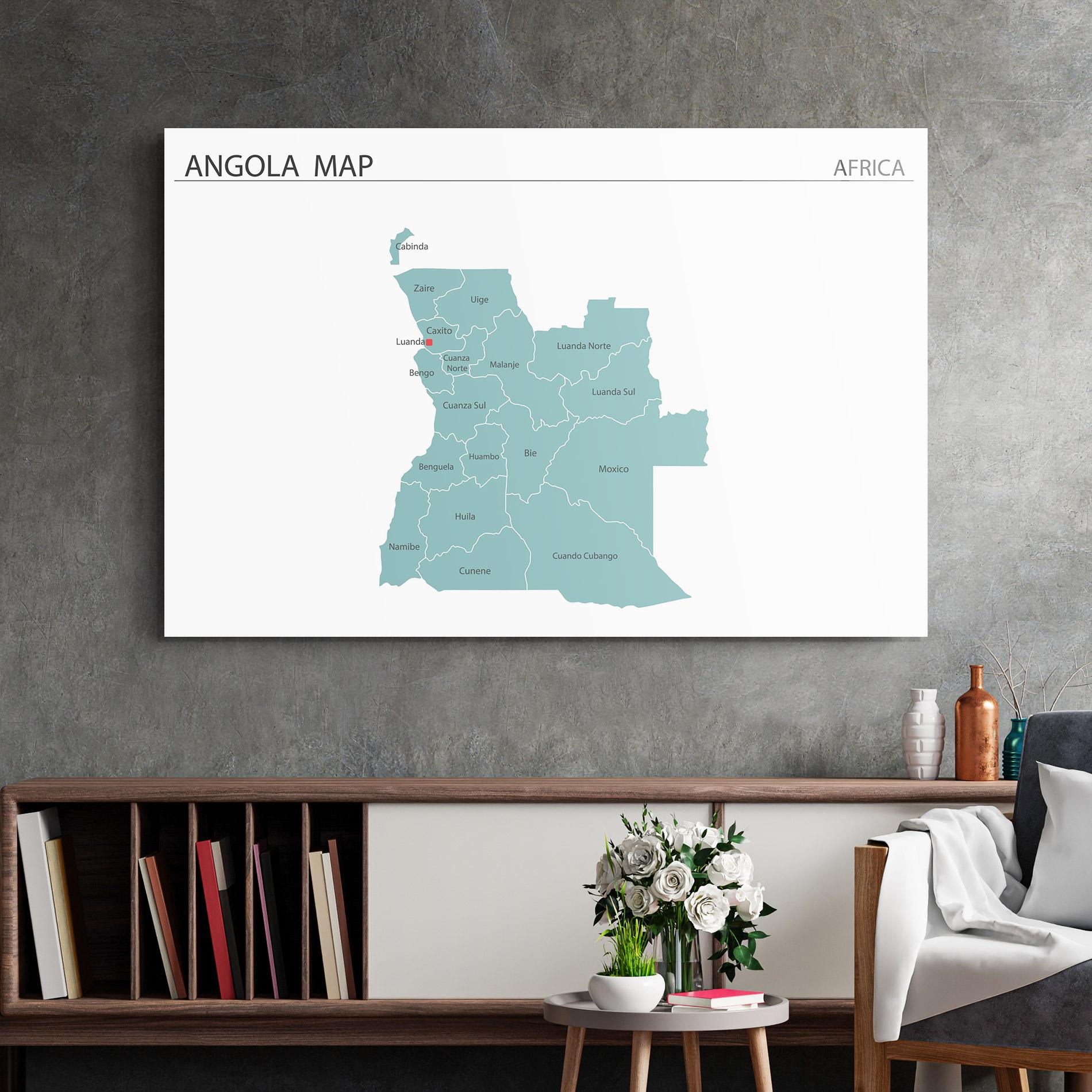 Üvegkép Angola Map mockup 2