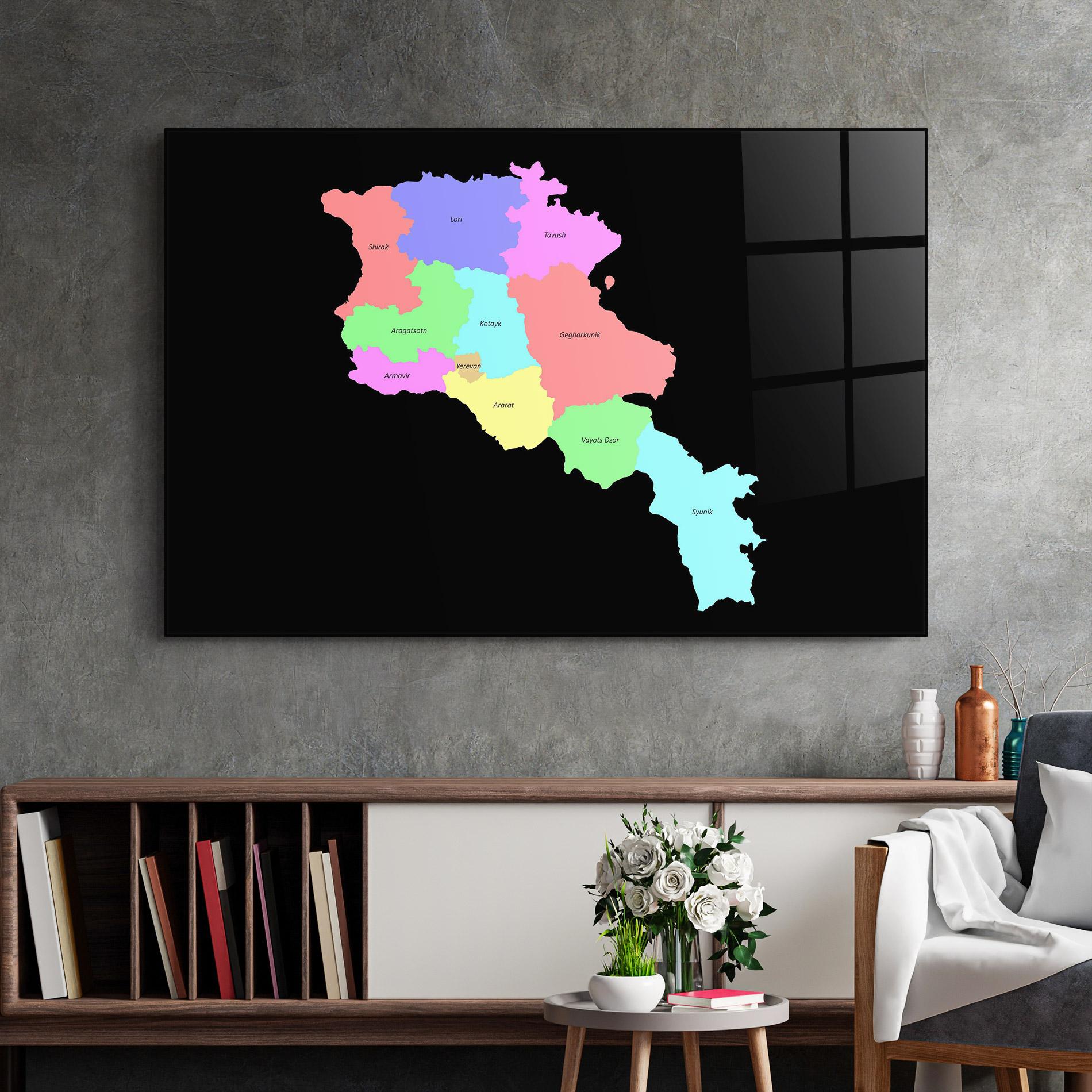 Üvegkép Armenia Map mockup 2