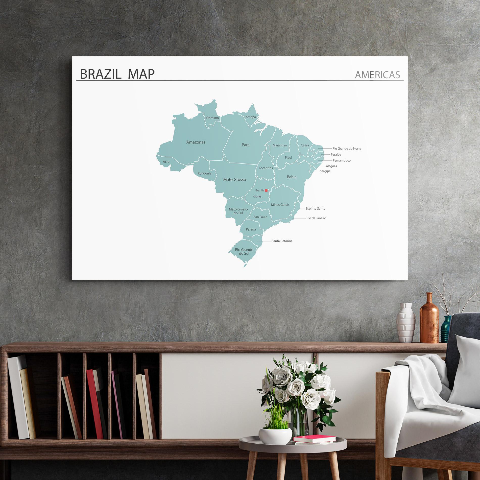 Üvegkép Brazil Map mockup 2