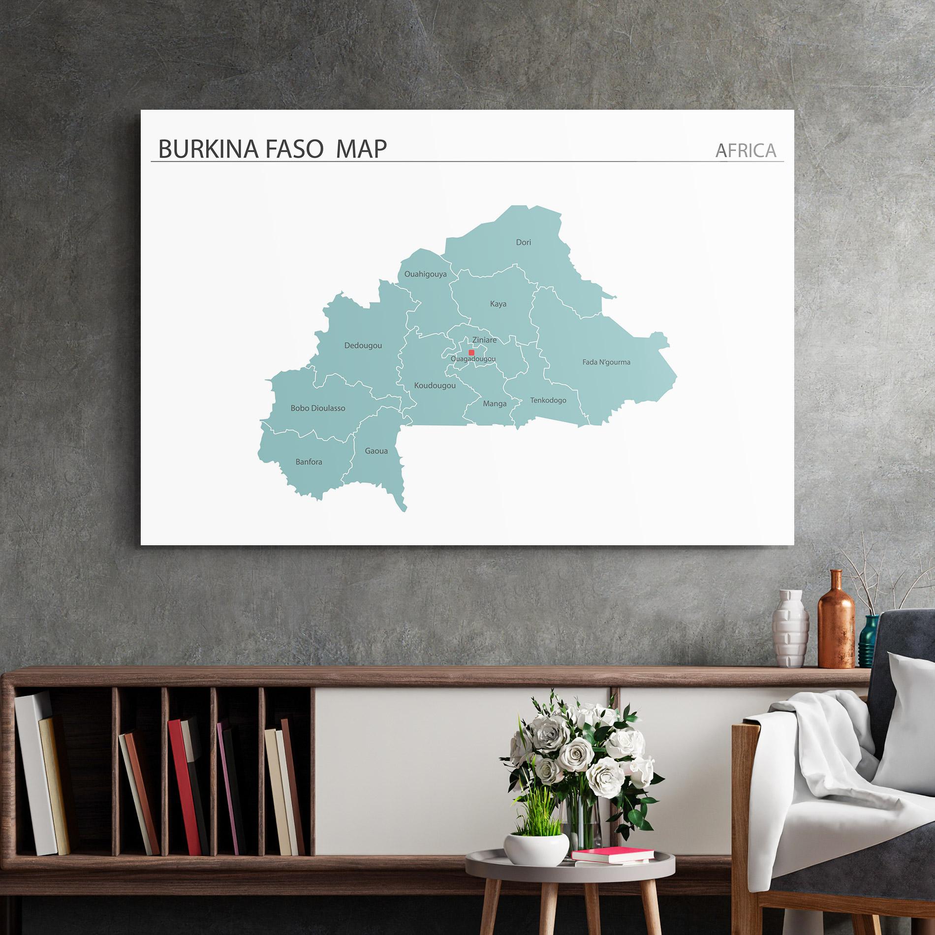 Üvegkép Burkina Faso Map mockup 2