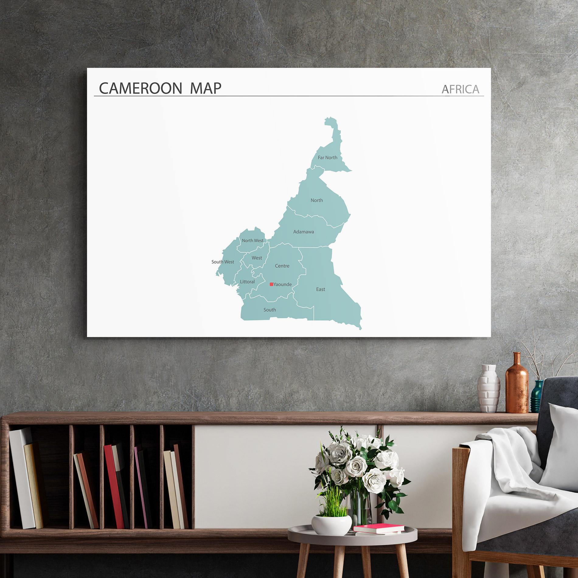 Üvegkép Cameroon Map mockup 2