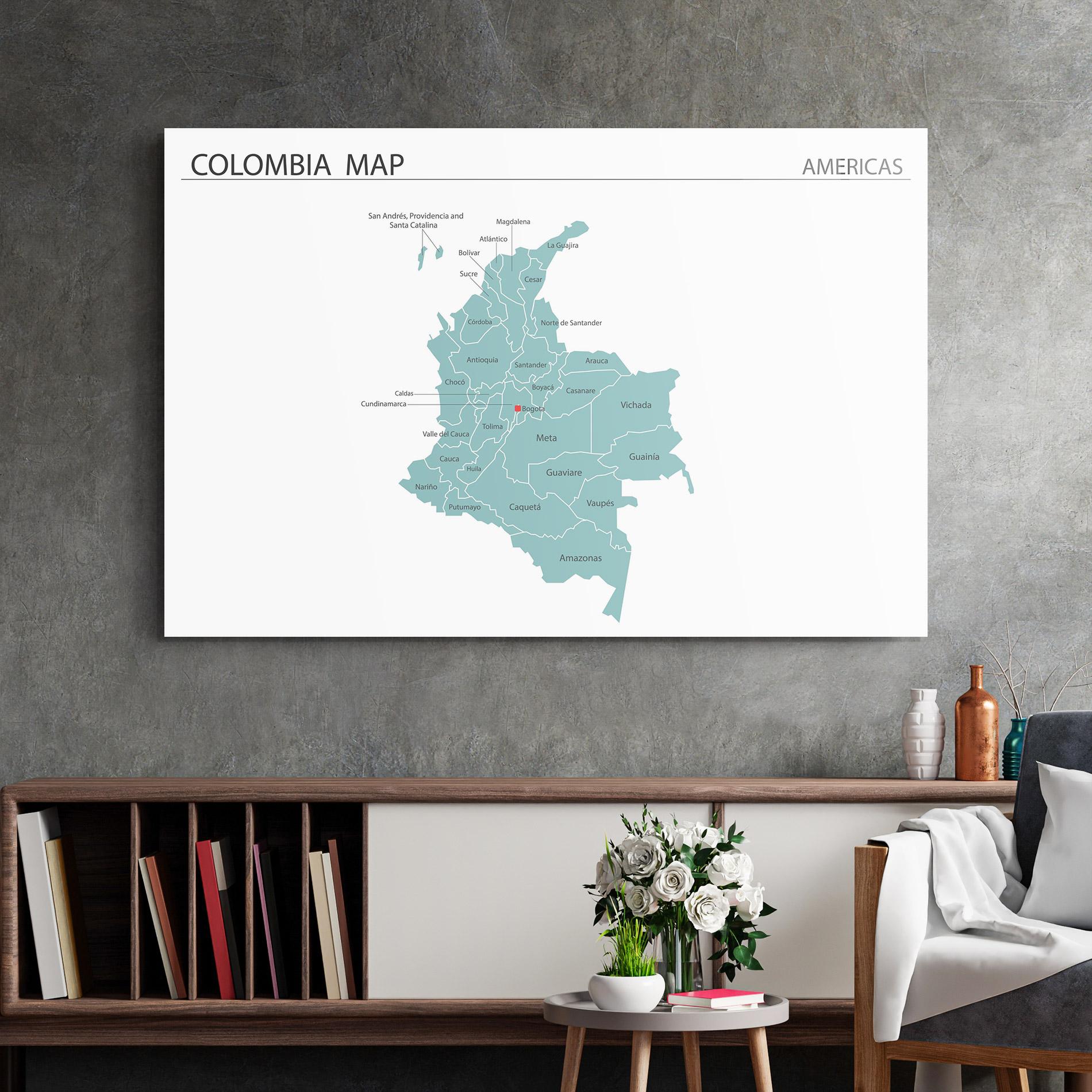 Üvegkép Colombia Map mockup 2