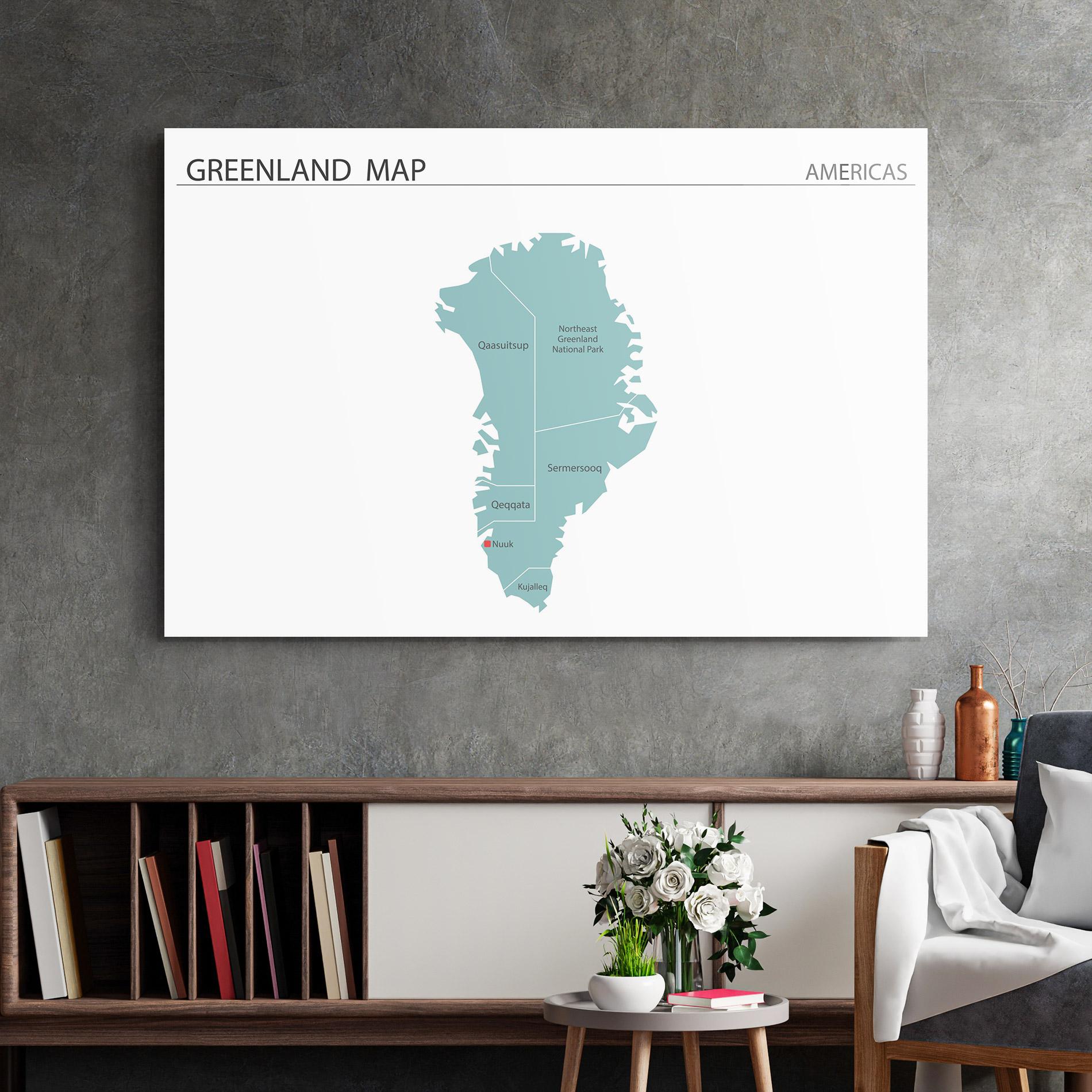 Üvegkép Greenland Map mockup 2