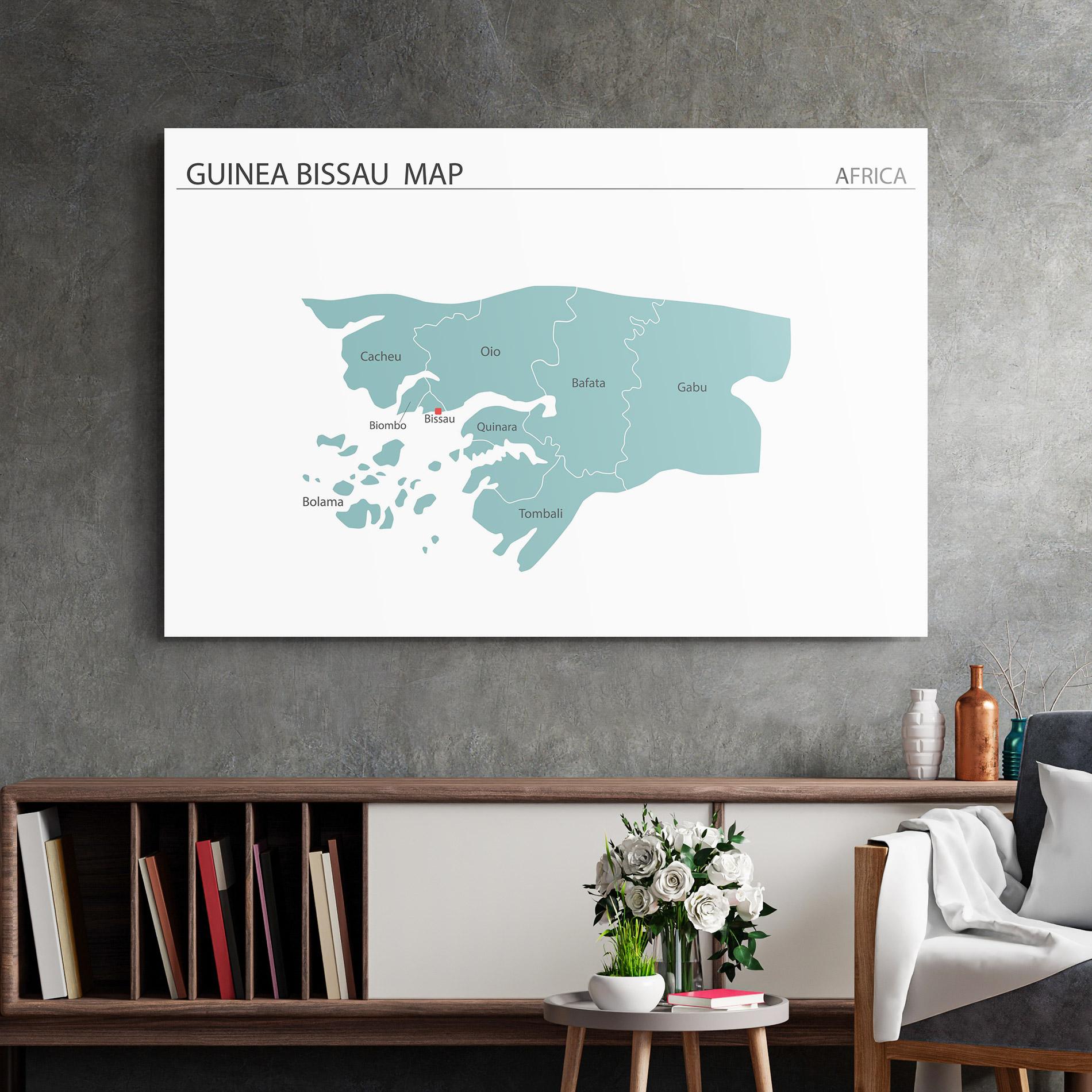 Üvegkép Guinea Bissau Map mockup 2