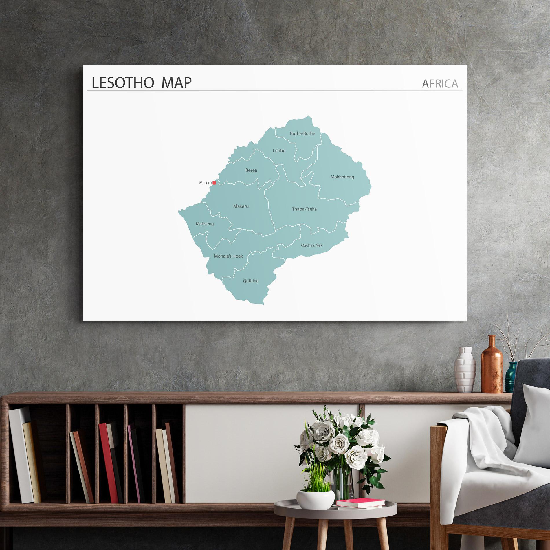 Üvegkép Lesotho Map mockup 2