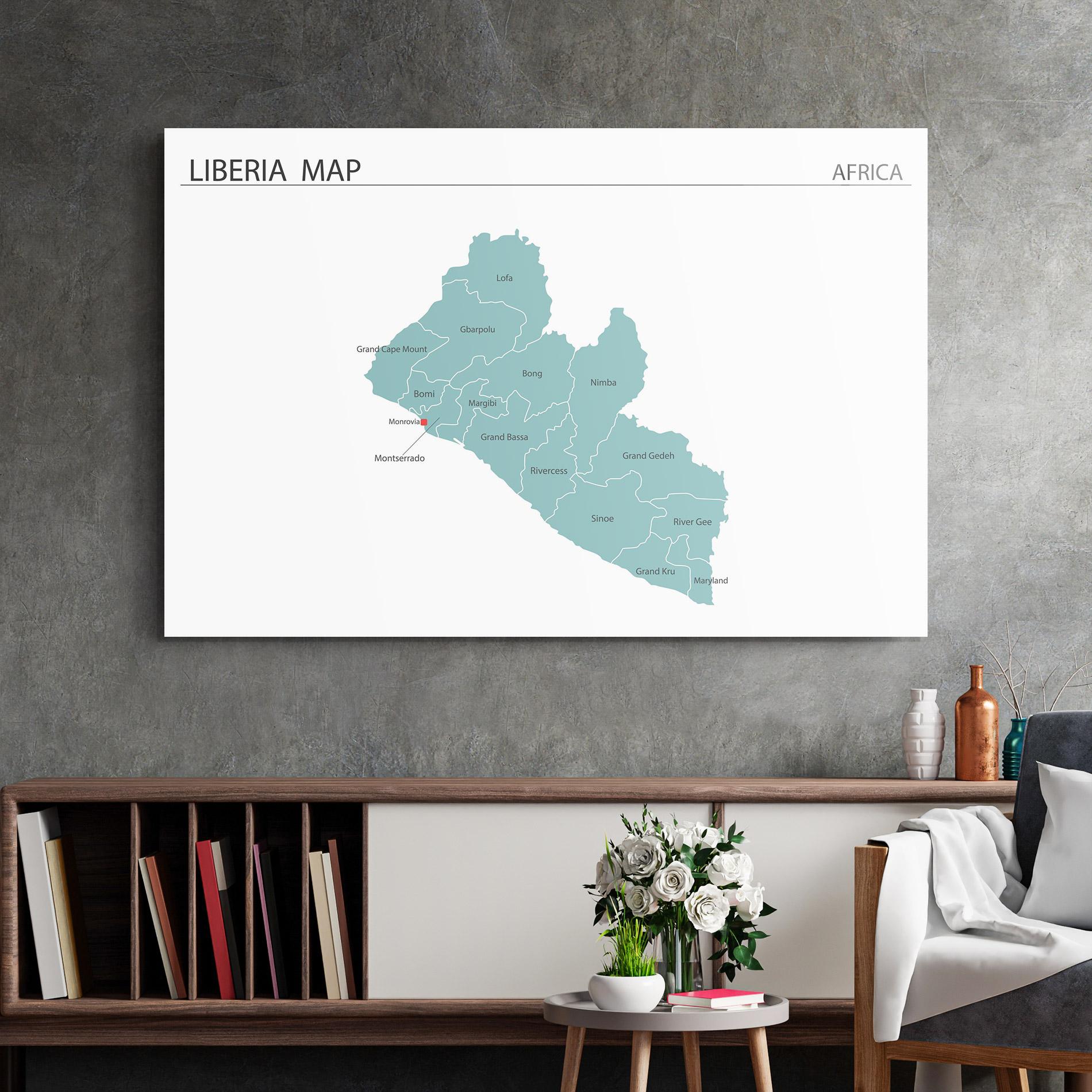 Üvegkép Liberia Map mockup 2