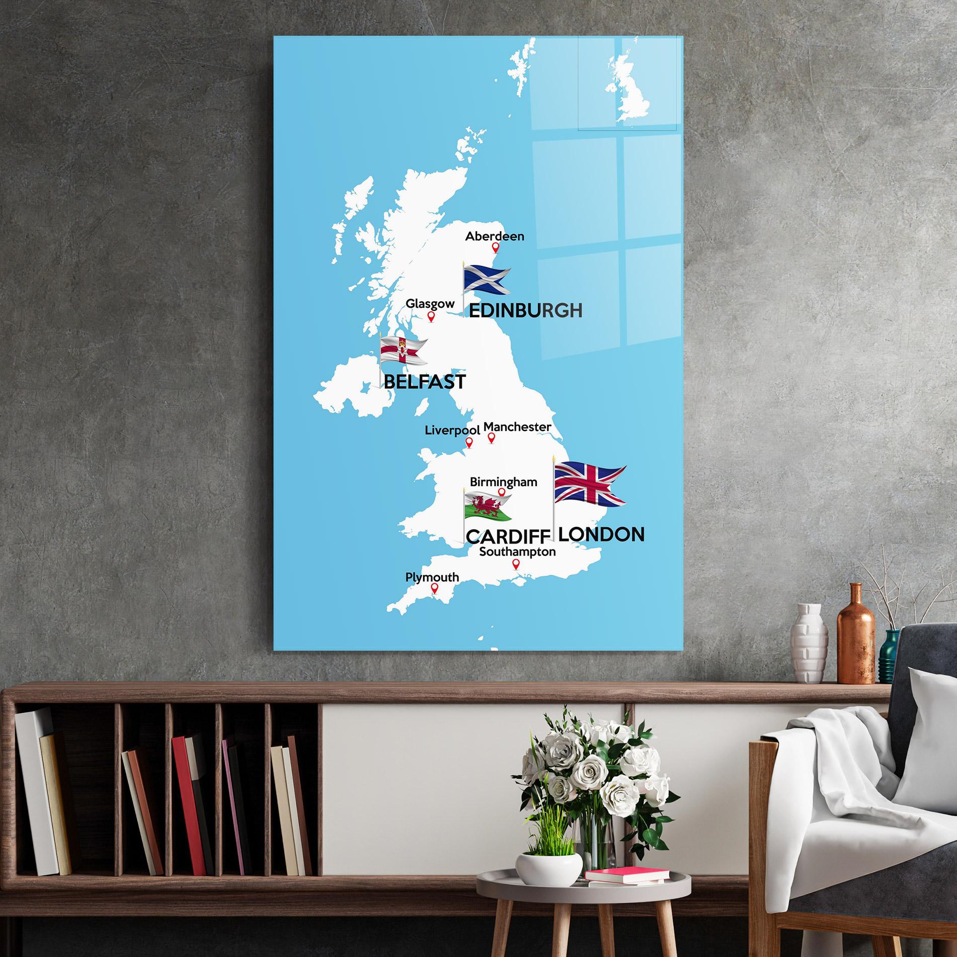 Üvegkép England Map mockup 2