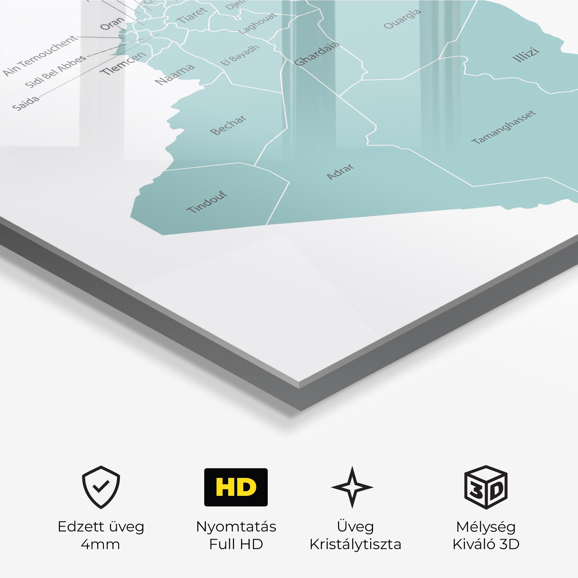 Üvegkép Algeria Map mockup 3