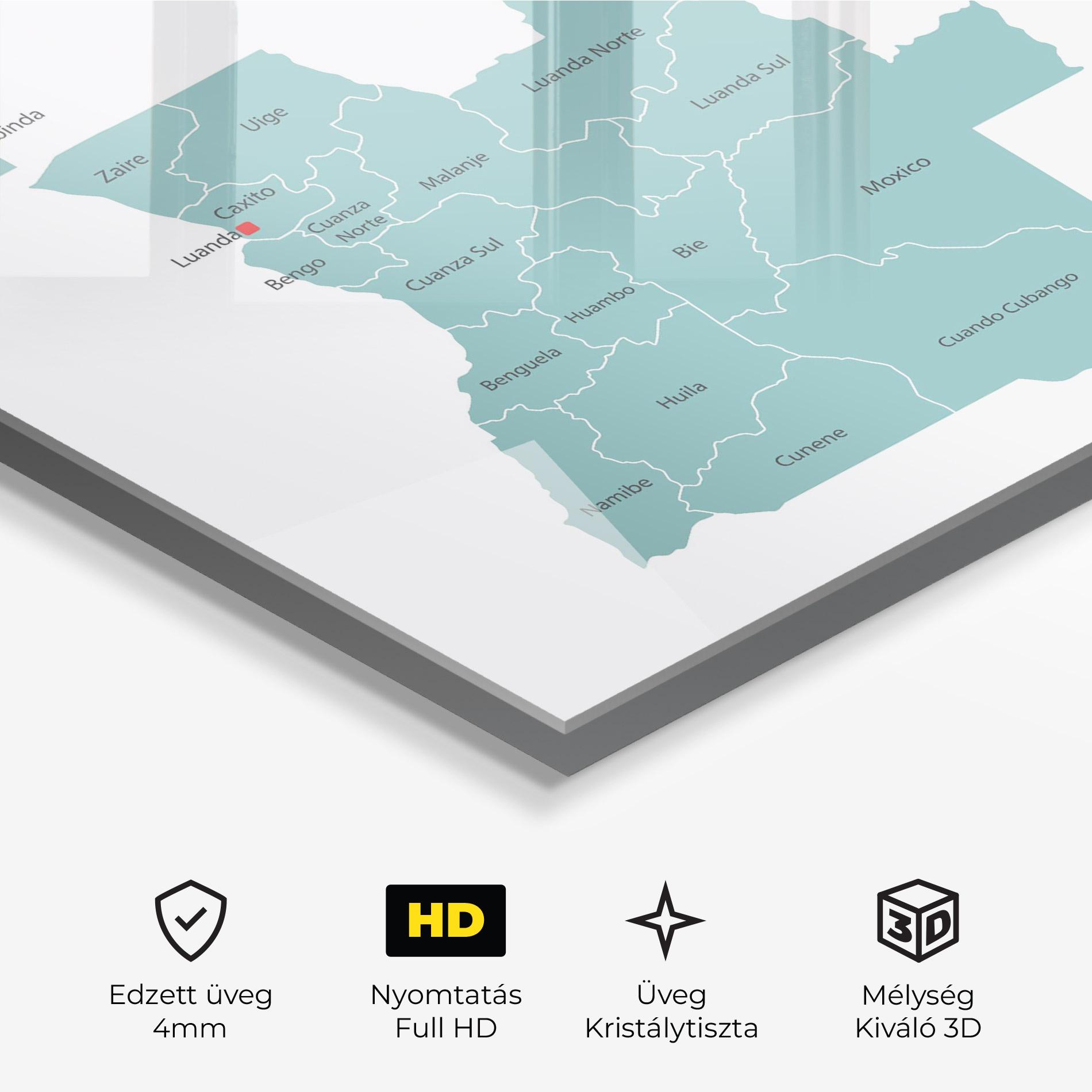 Üvegkép Angola Map mockup 3