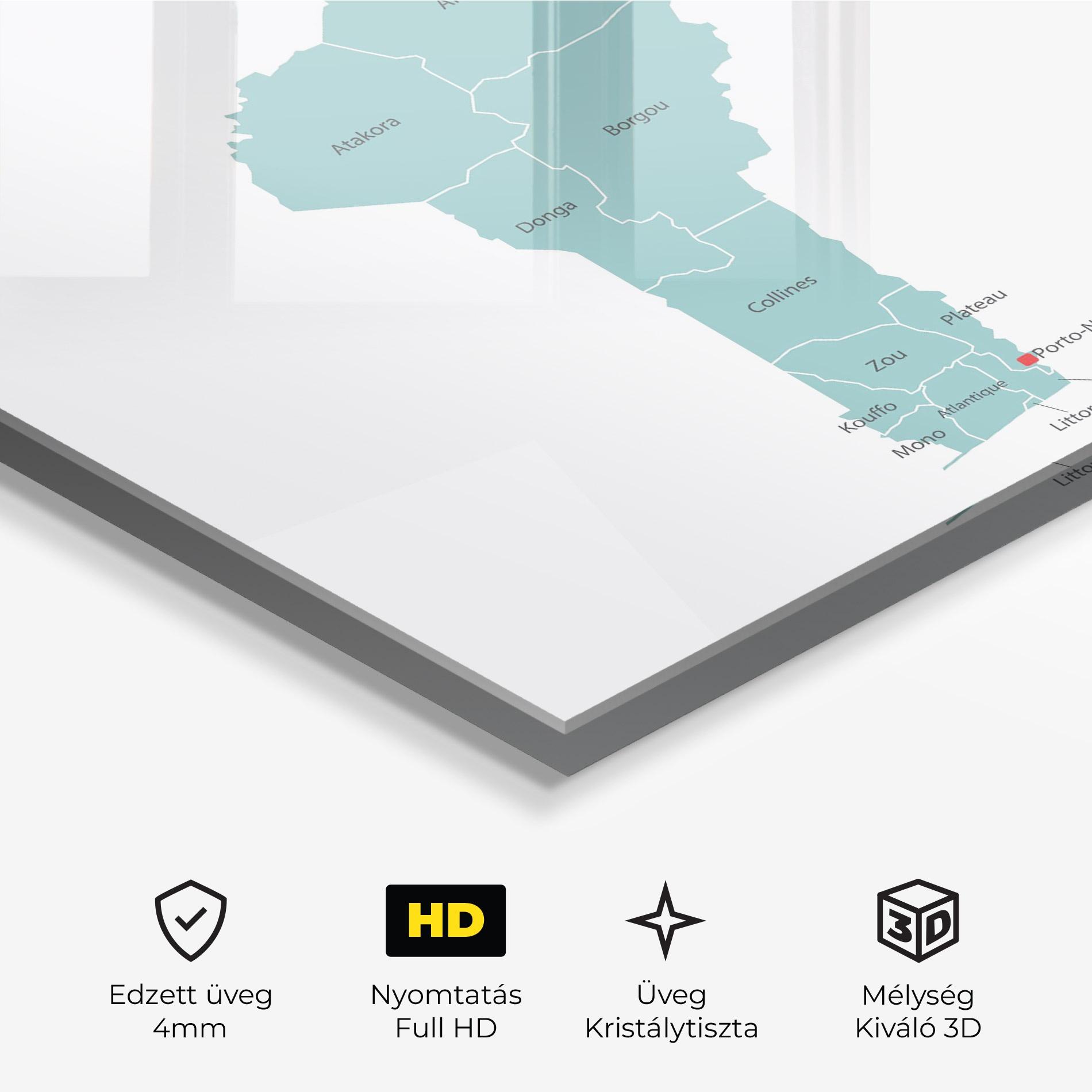 Üvegkép Benin Map mockup 3