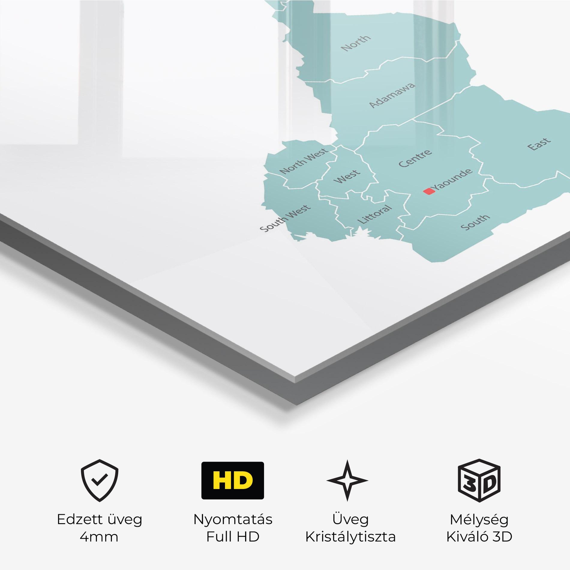 Üvegkép Cameroon Map mockup 3