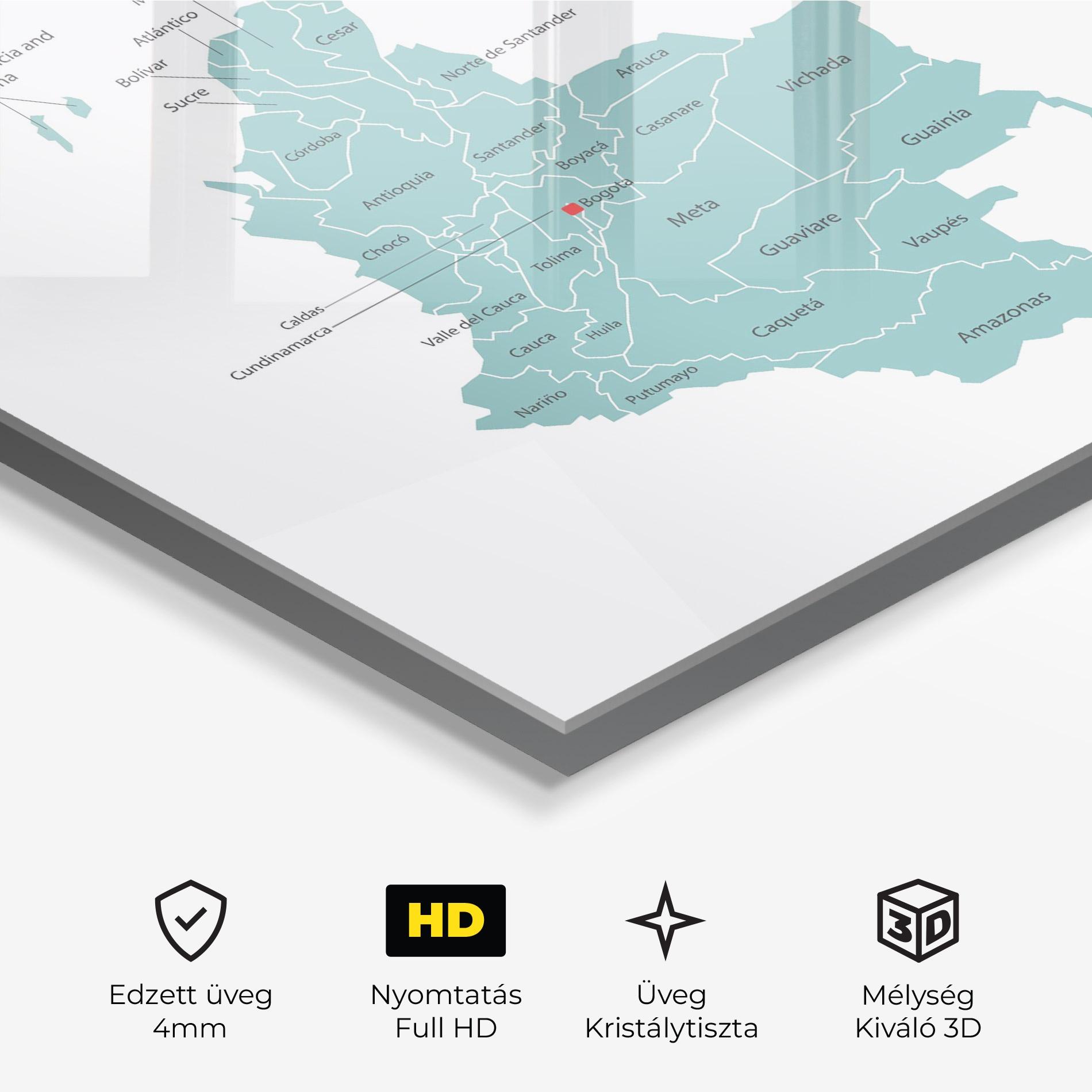 Üvegkép Colombia Map mockup 3