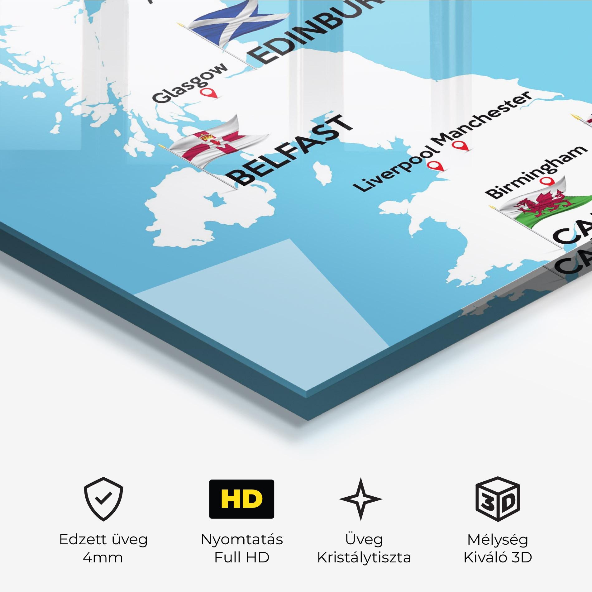 Üvegkép England Map mockup 3