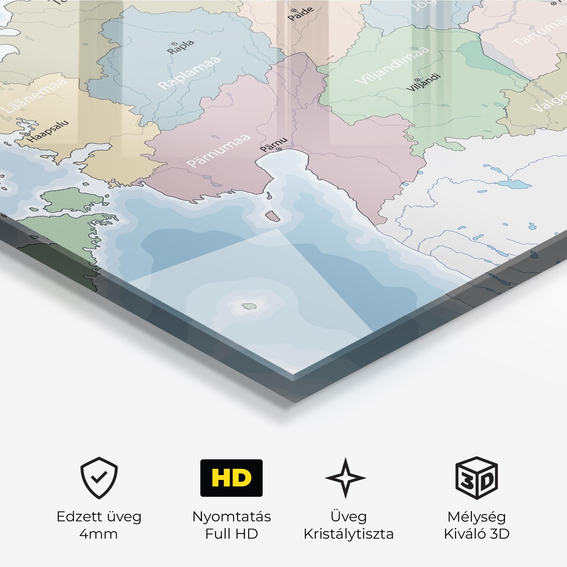 Üvegkép Estonia Map mockup 3