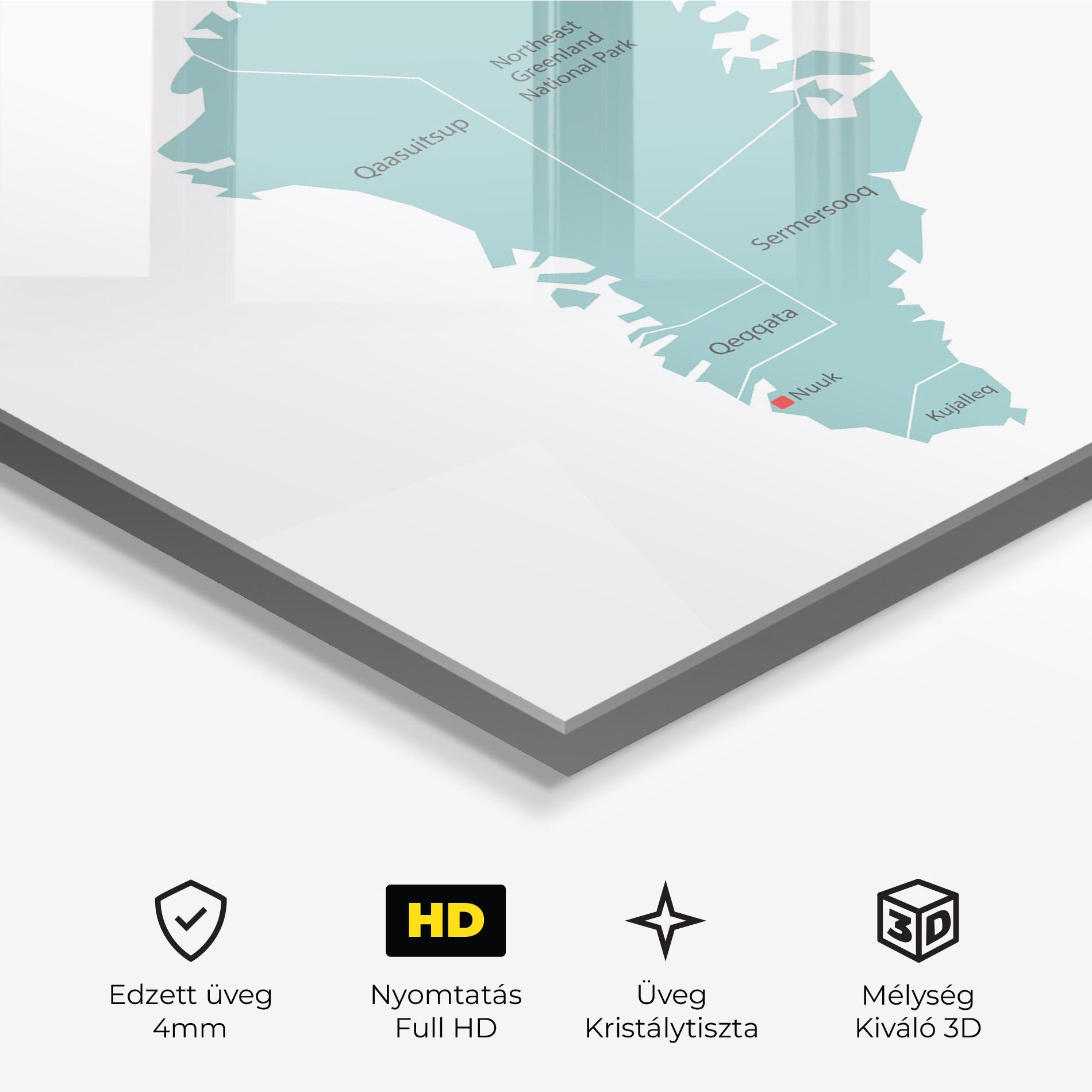 Üvegkép Greenland Map mockup 3