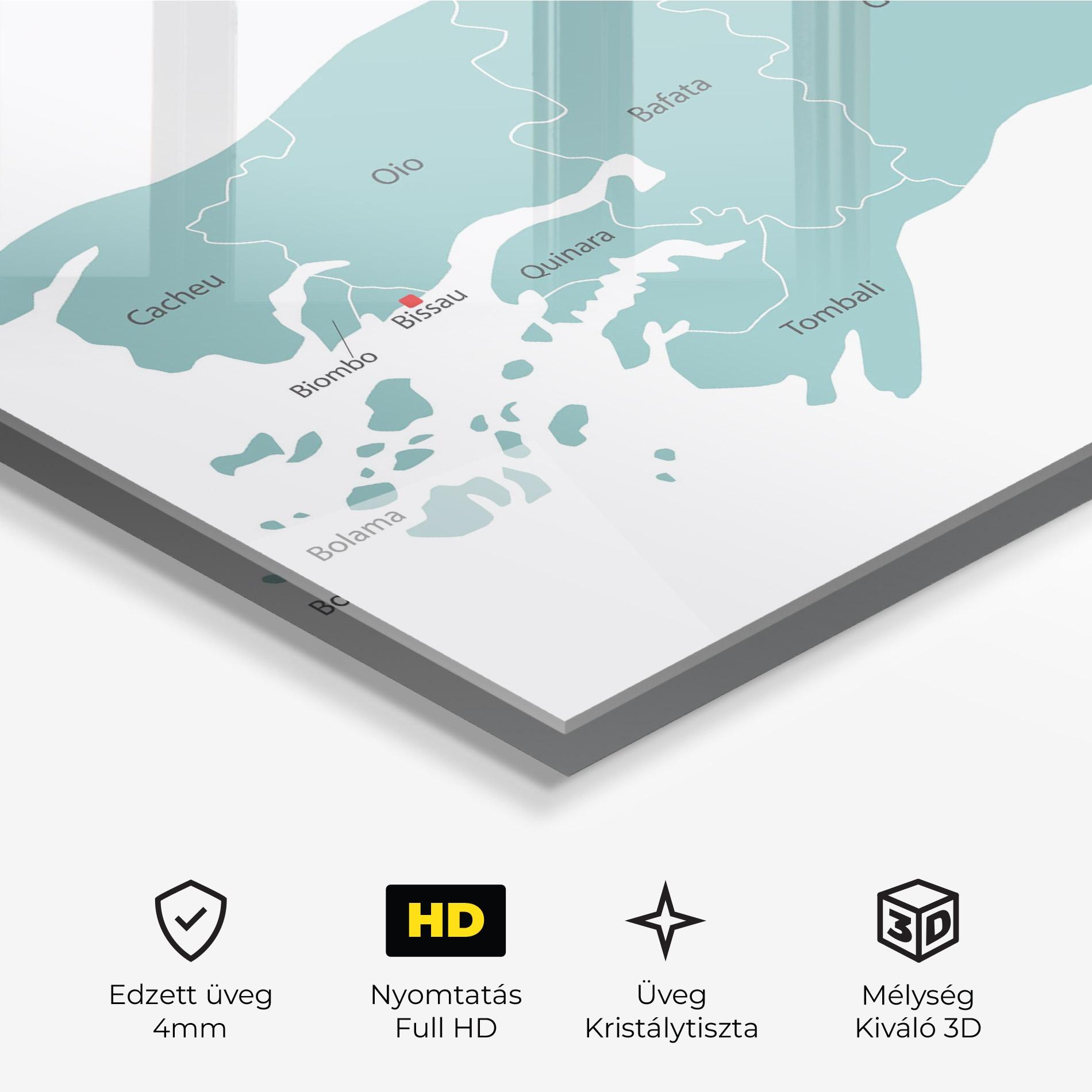 Üvegkép Guinea Bissau Map mockup 3