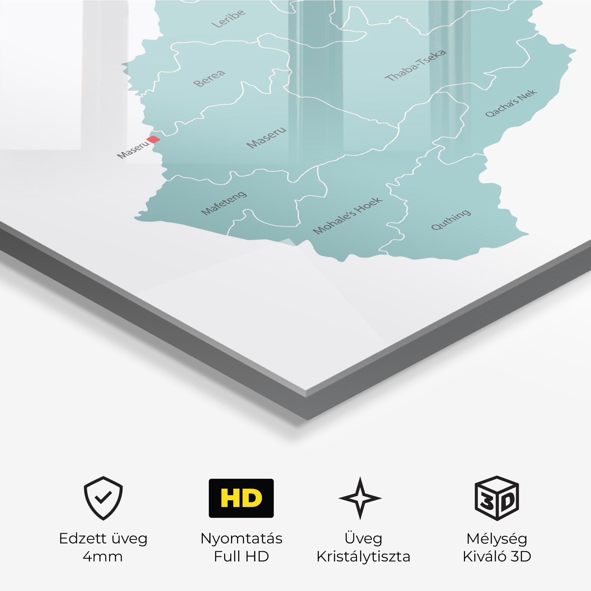 Üvegkép Lesotho Map mockup 3