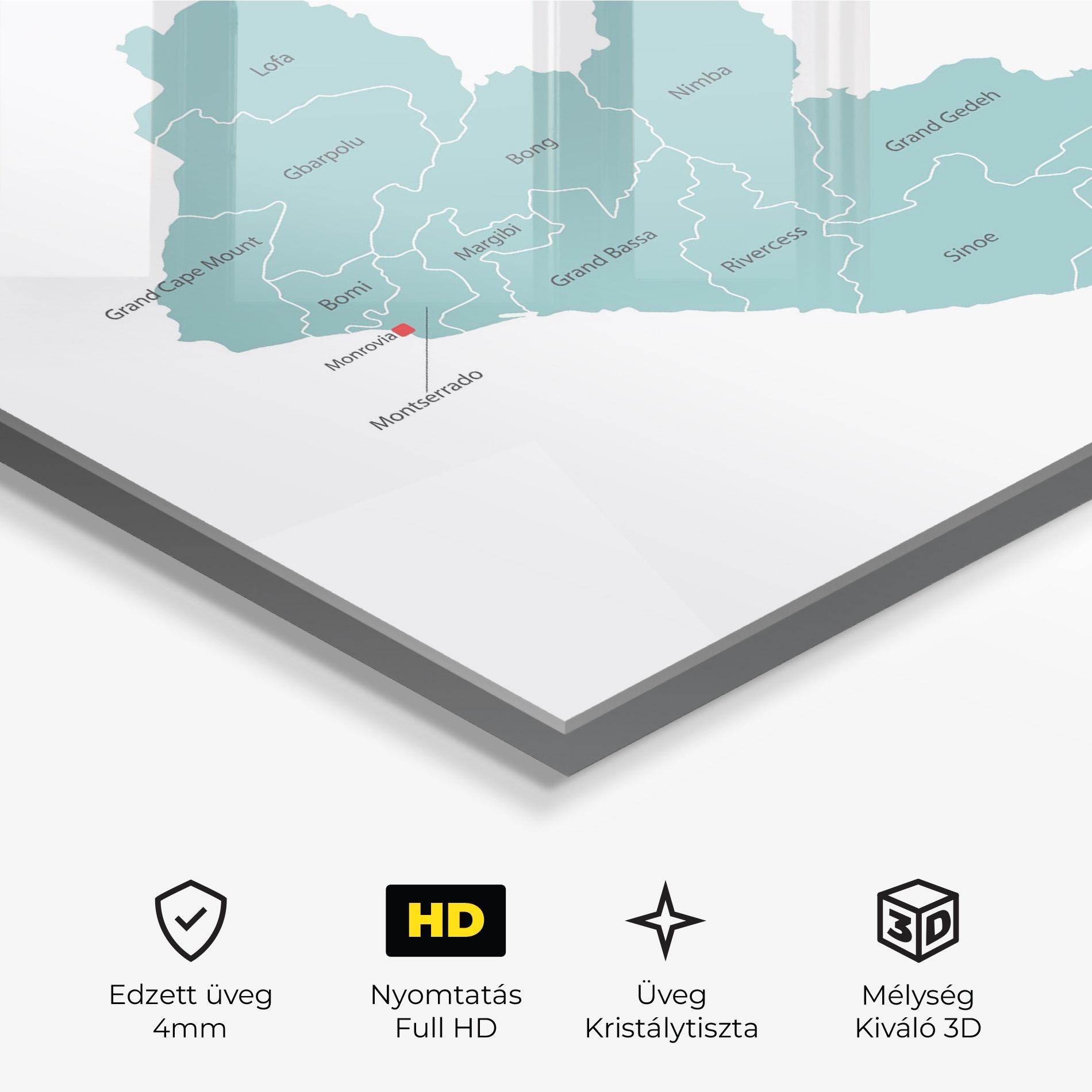 Üvegkép Liberia Map mockup 3