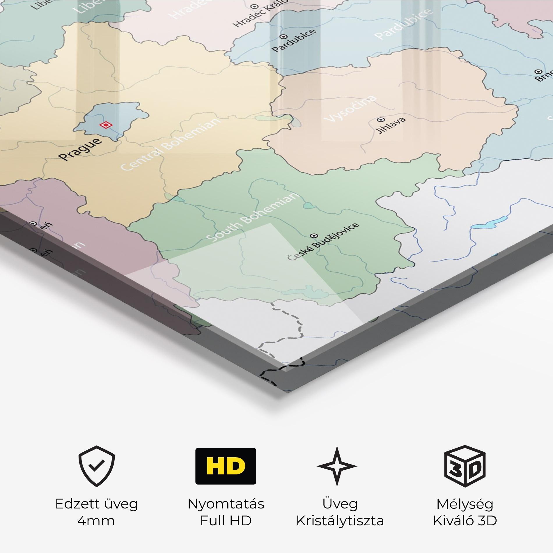 Üvegkép Map Czech Republic mockup 3