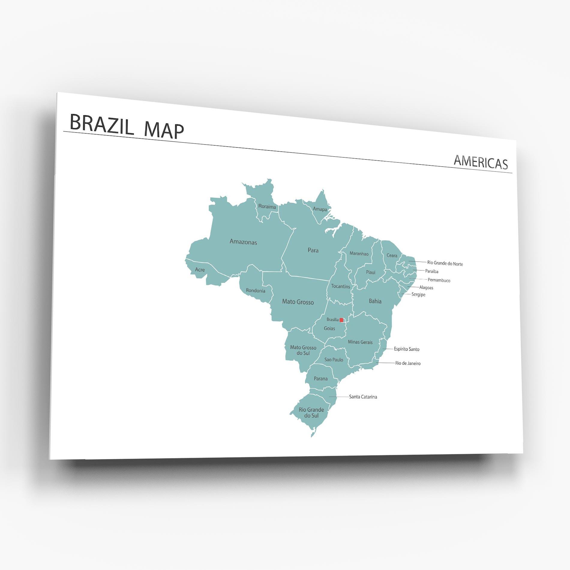 Üvegkép Brazil Map mockup 6