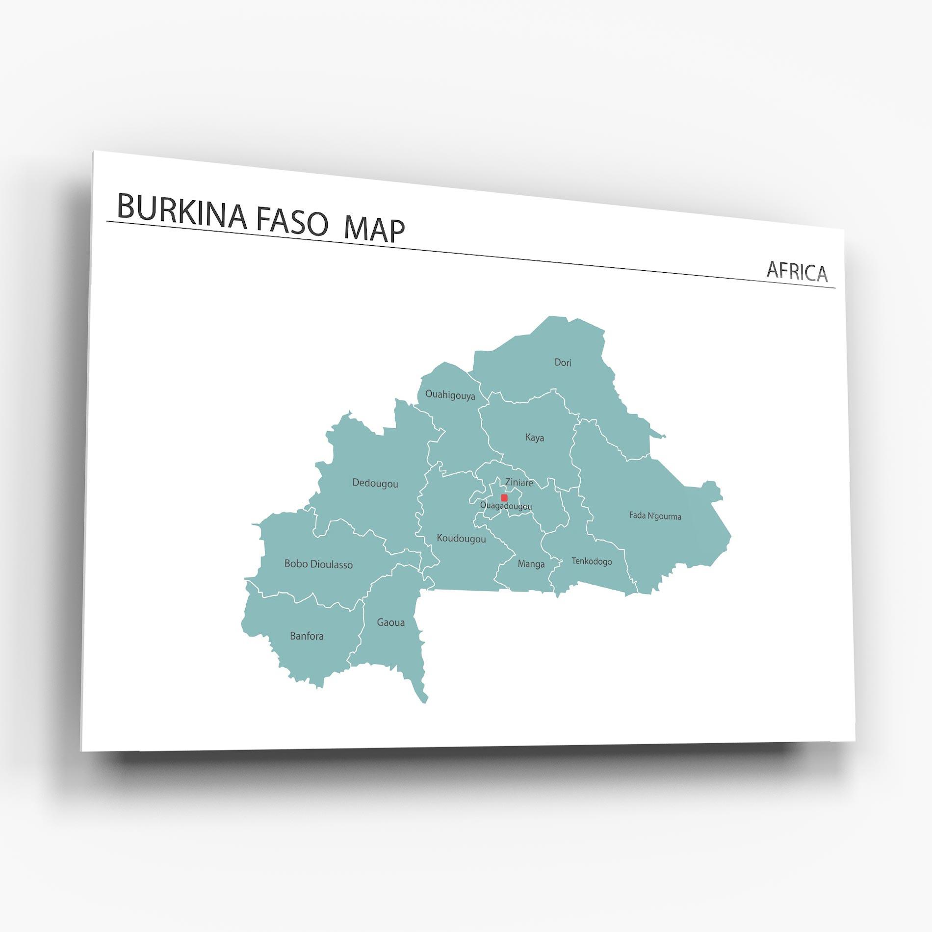 Üvegkép Burkina Faso Map mockup 6