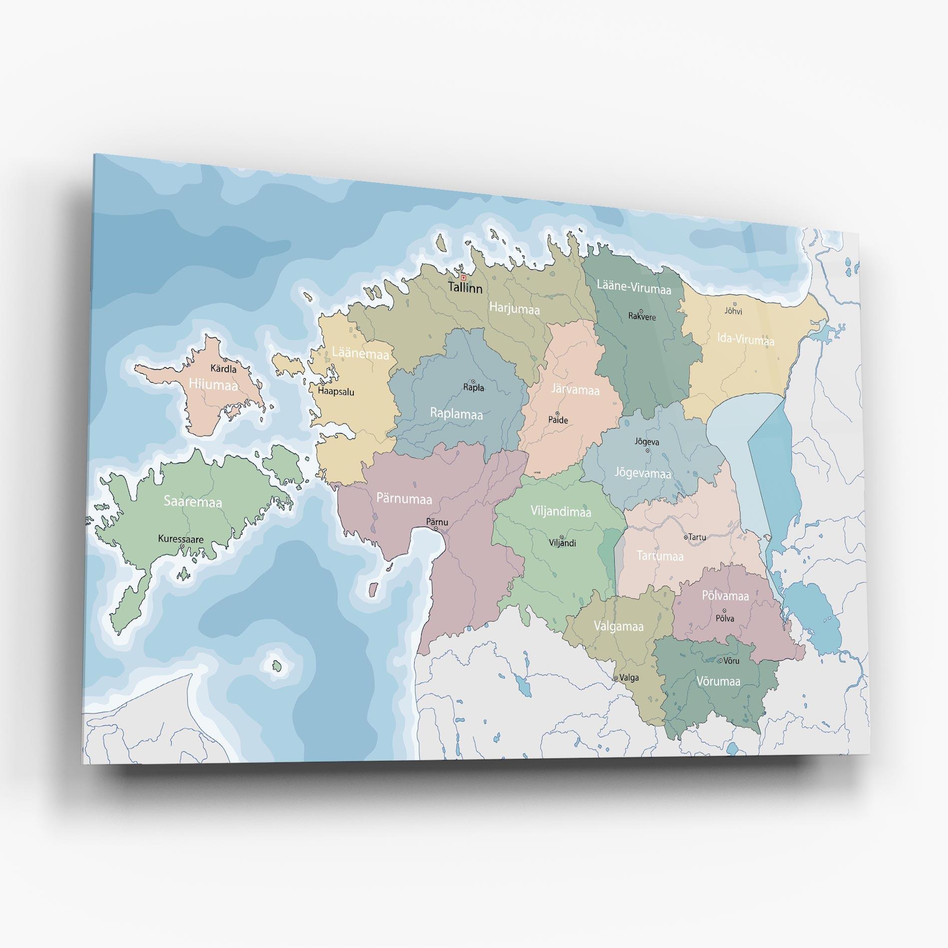 Üvegkép Estonia Map mockup 6