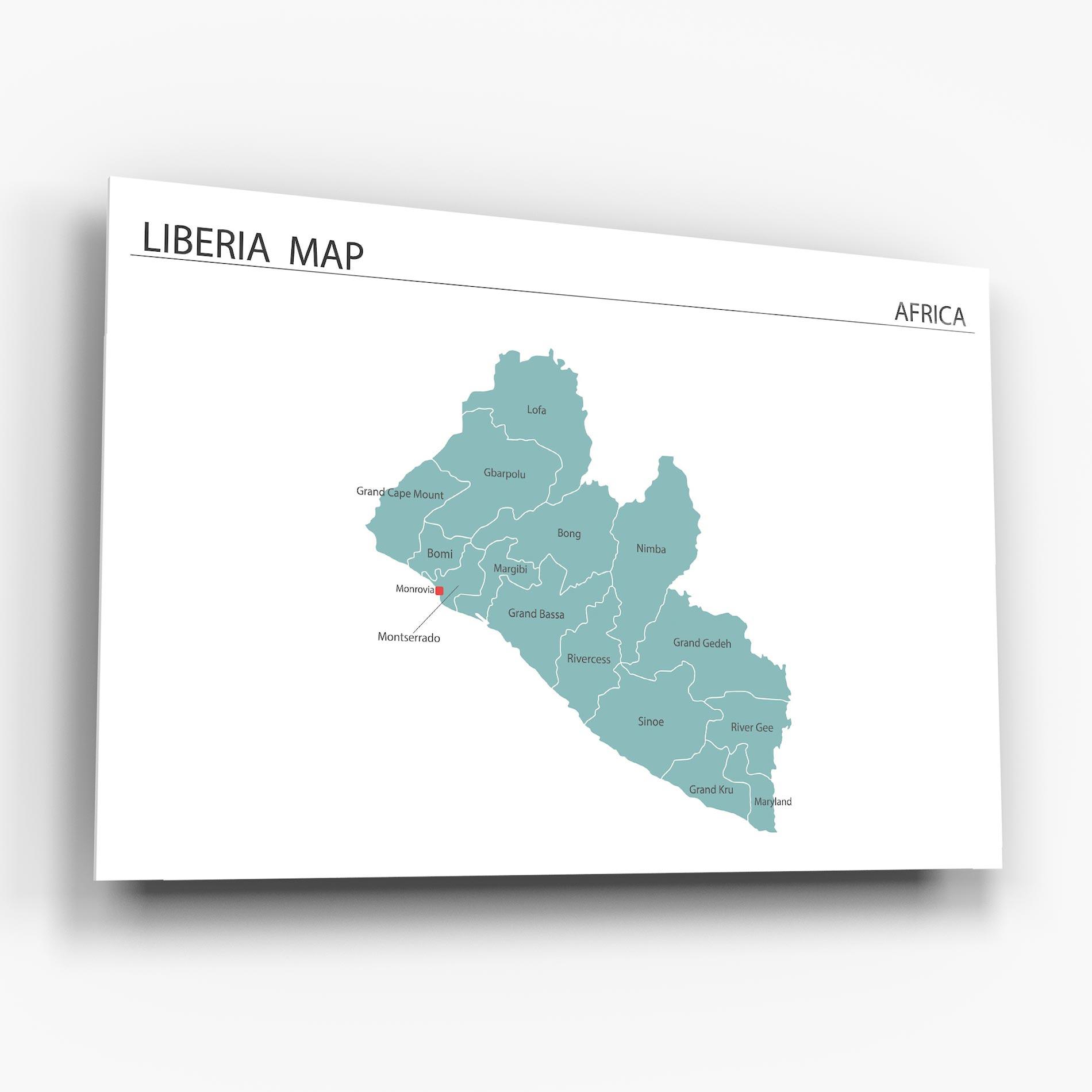 Üvegkép Liberia Map mockup 6