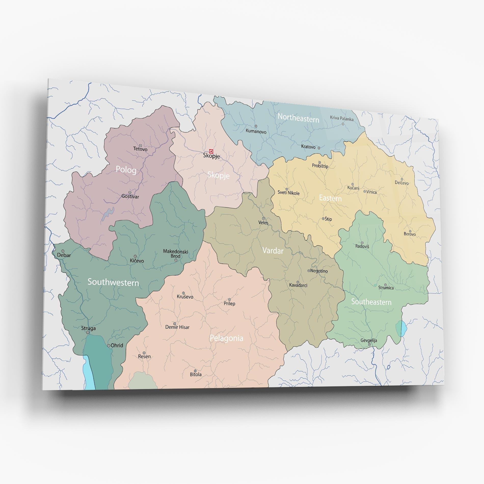 Üvegkép North Macedonia Map mockup 6