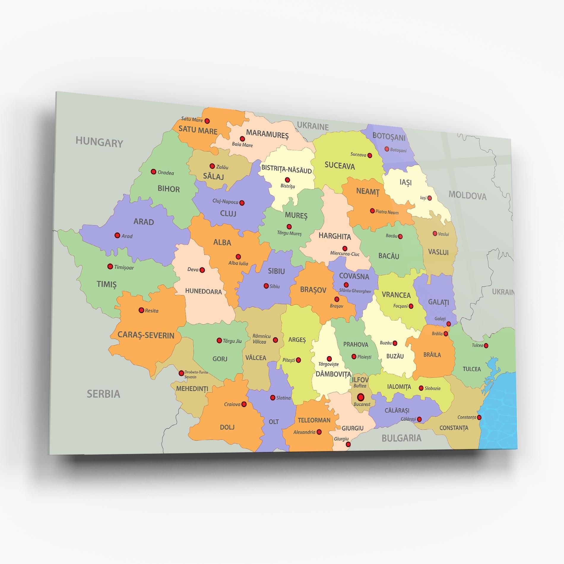 Üvegkép Romania Map mockup 6