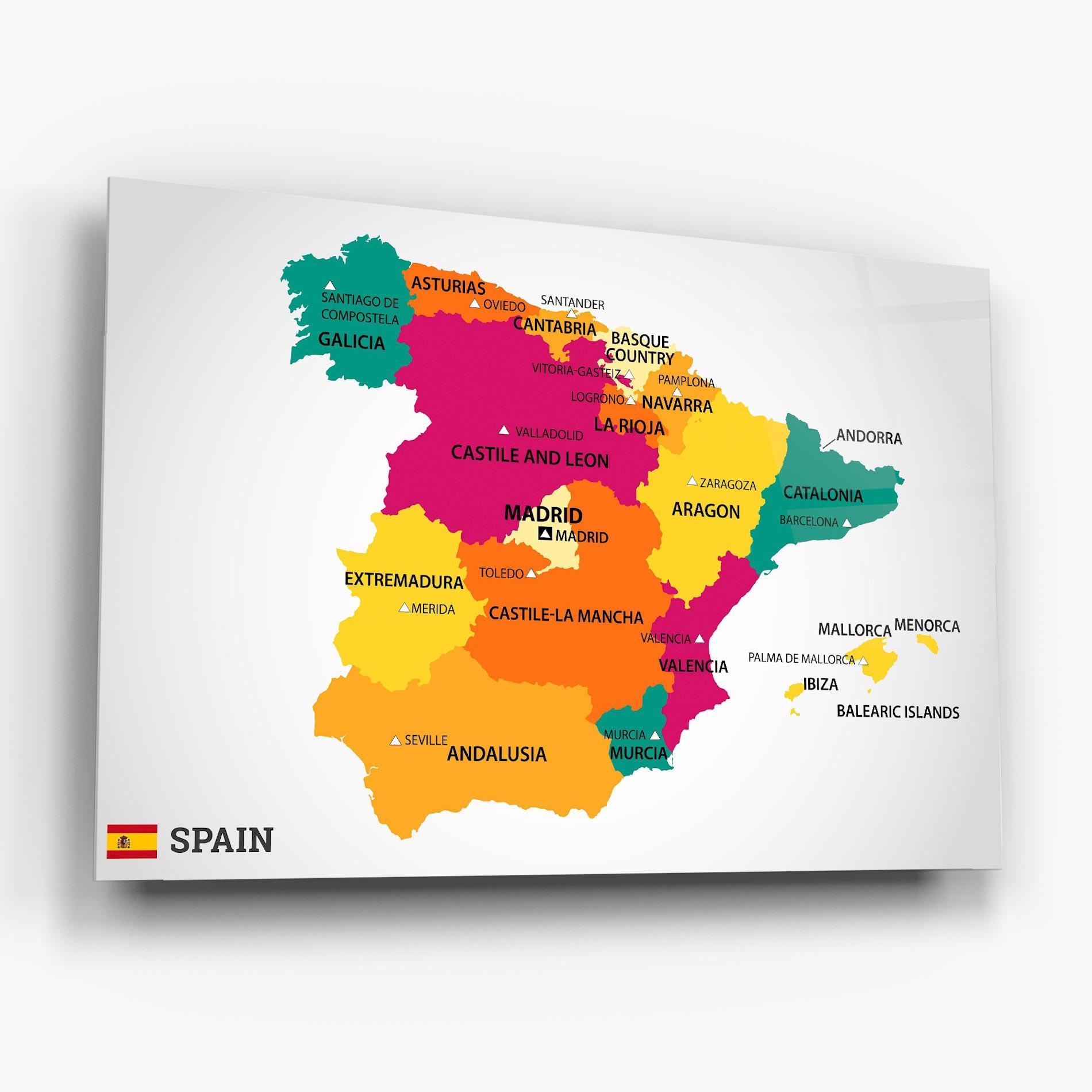 Üvegkép Spain Colorful Map mockup 6