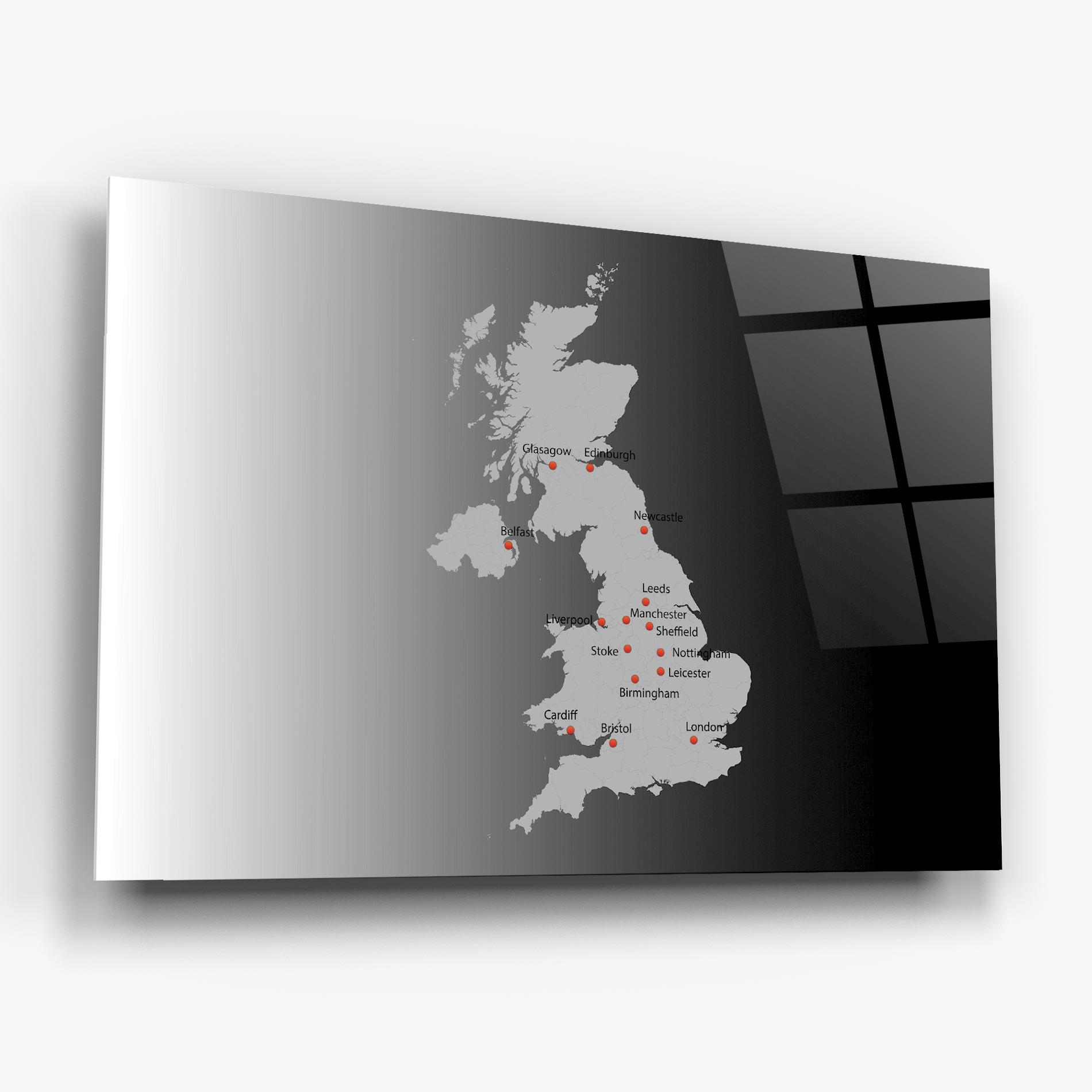Üvegkép Uk Map mockup 6